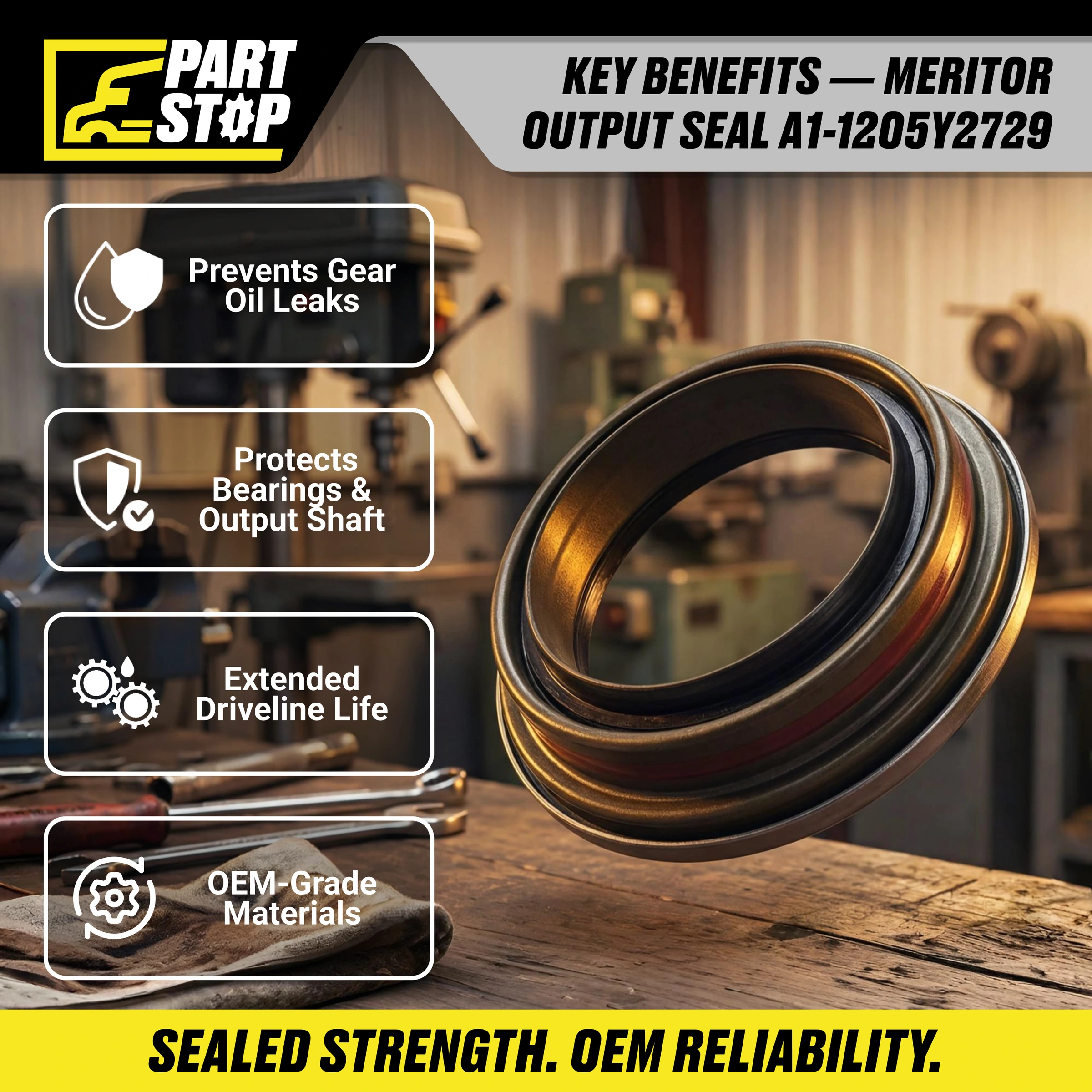 4 Pack A1-1205Y2729 Output Seal FitsHeavy-Duty Trucks VOLVO Direct Replacement — infographic