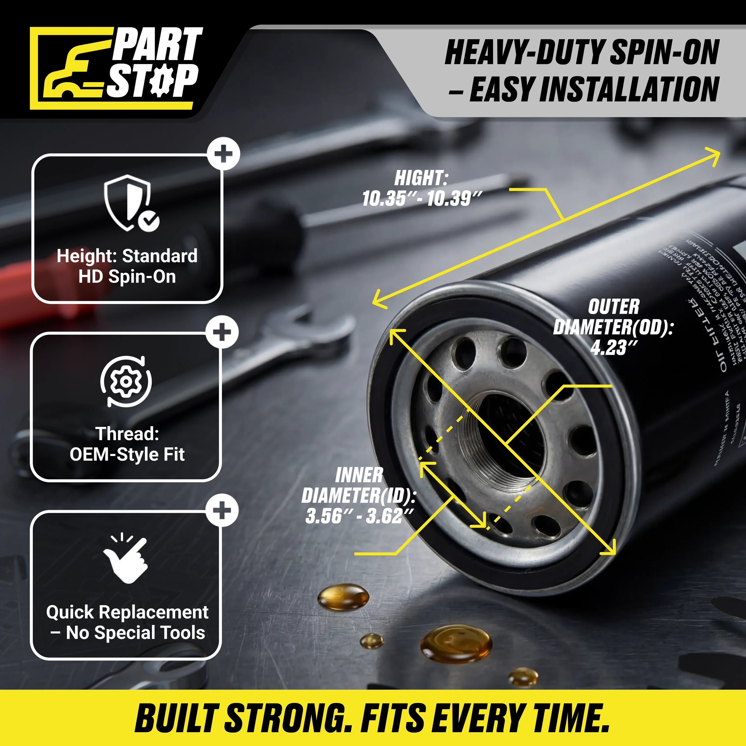 Oil Filter Fits Volvo D12 Fits Mack P550425, LF17502, LFP8642, P559647 , LF3654 — infographic