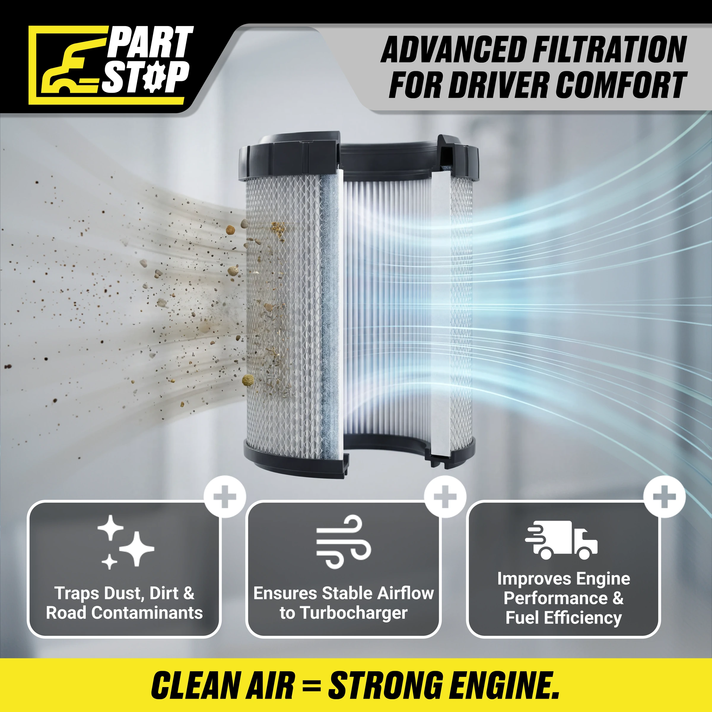 AF26103 Engine Air Filter Fits International/Kenworth CUMMINS Replacement — infographic