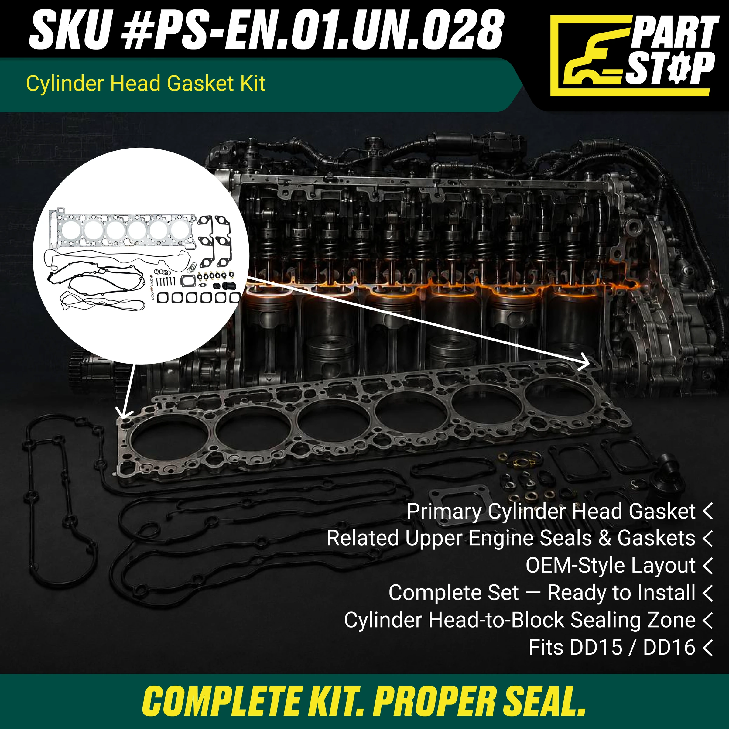 A4720162120 Cylinder Head Gasket Kit Fits Detroit Diesel DD15 DD16 — infographic
