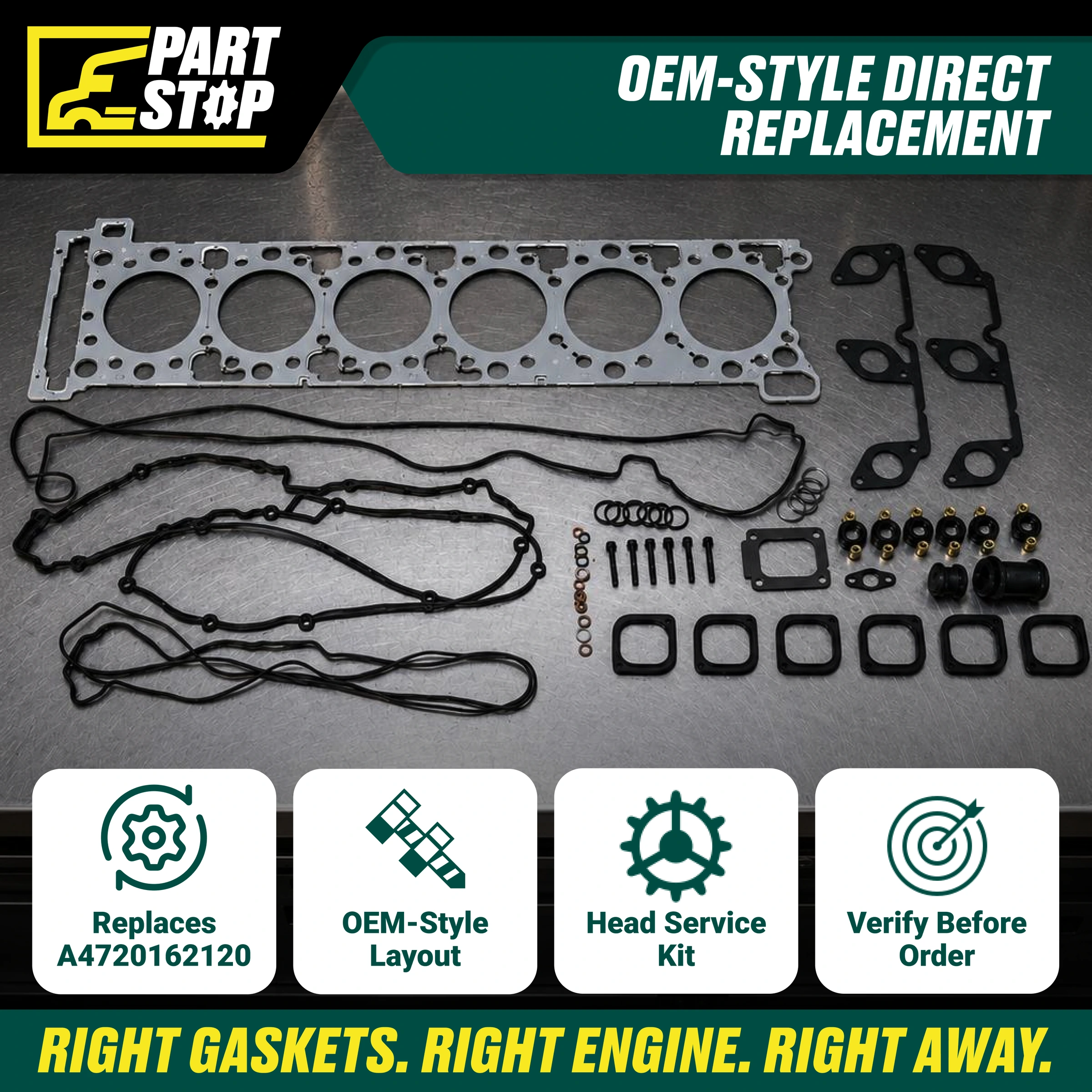 A4720162120 Cylinder Head Gasket Kit Fits Detroit Diesel DD15 DD16 — infographic