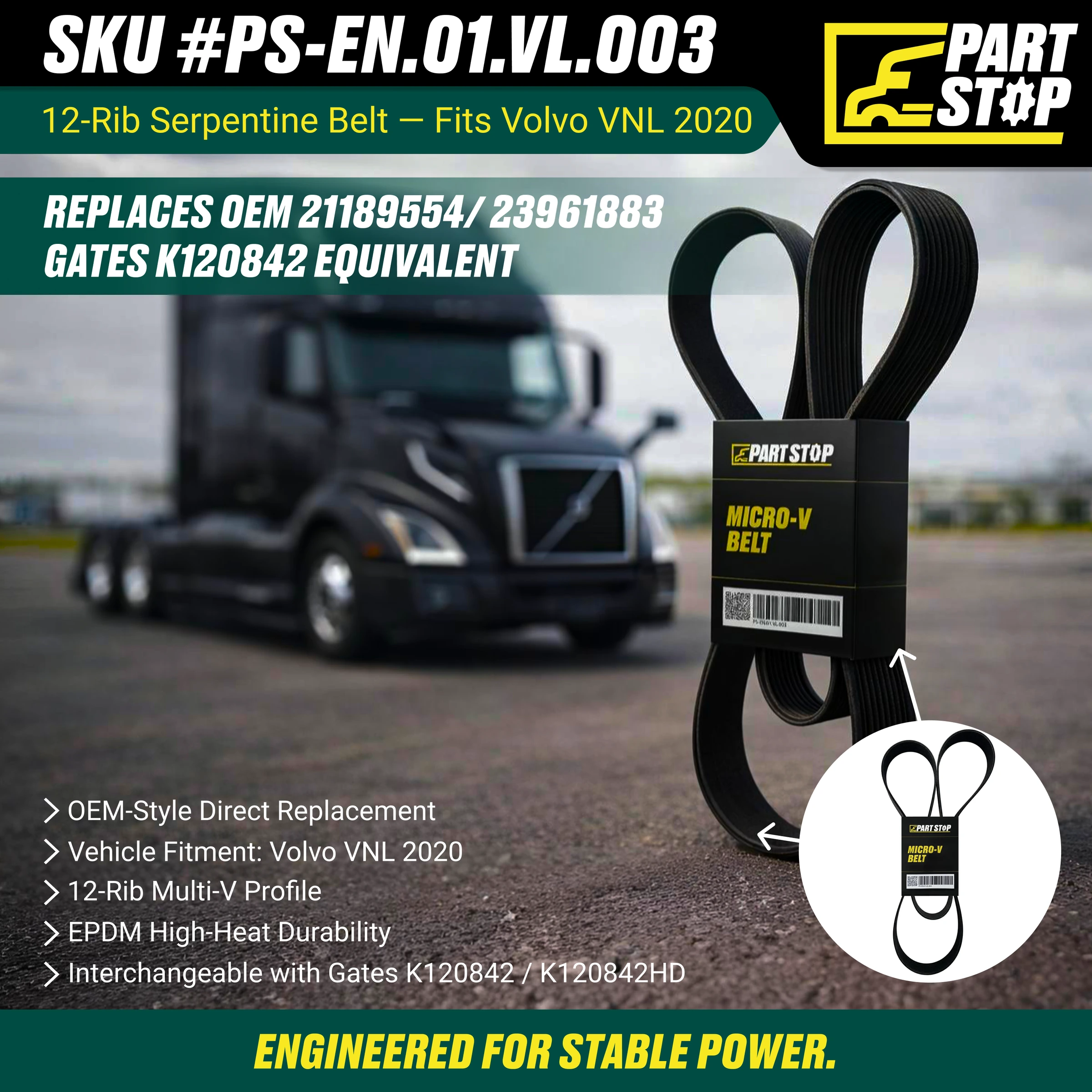 20481362 Micro-V Serpentine Belt 21189554 , 23961883, 3811958,   GT-4120842 — infographic