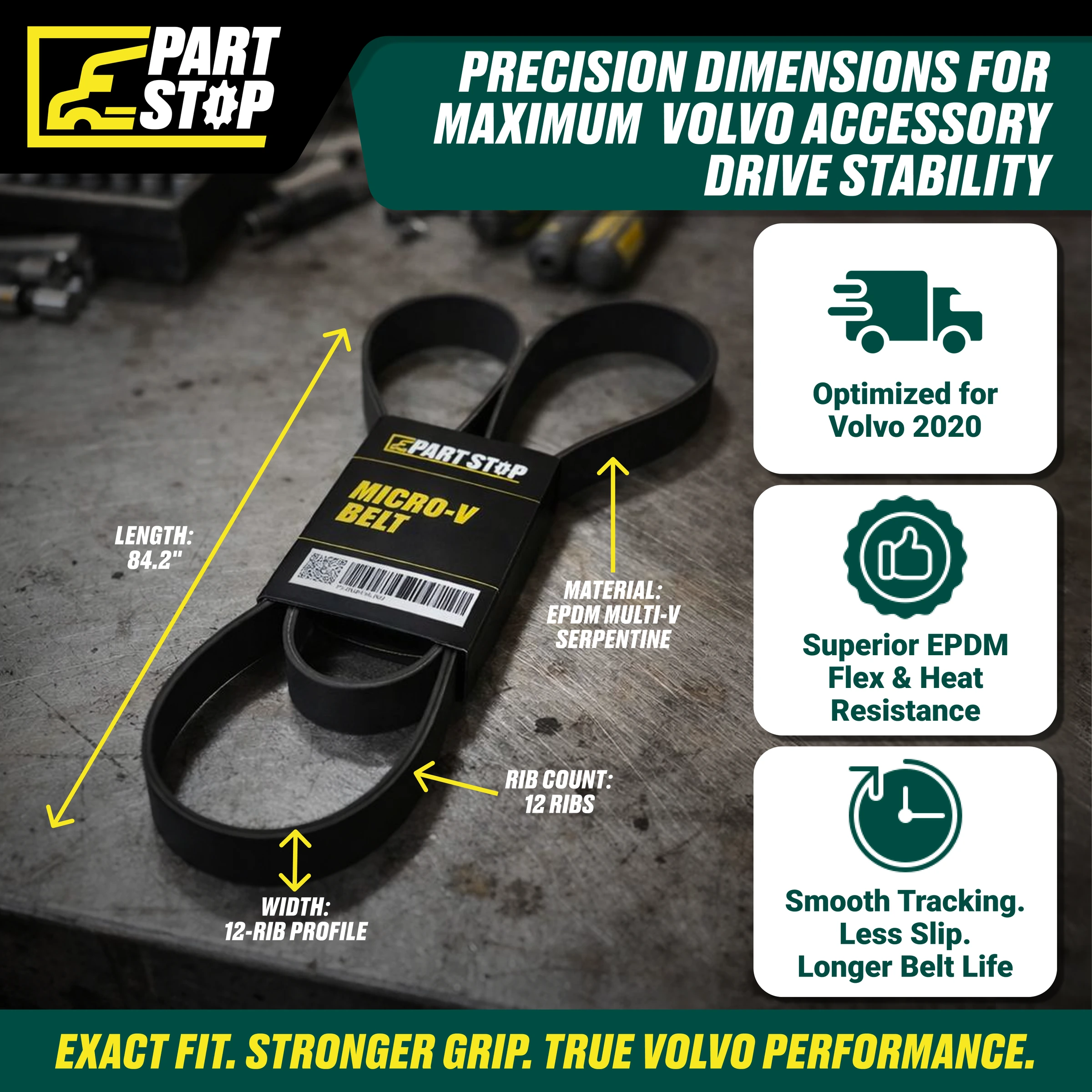 20481362 Micro-V Serpentine Belt 21189554 , 23961883, 3811958,   GT-4120842 — infographic