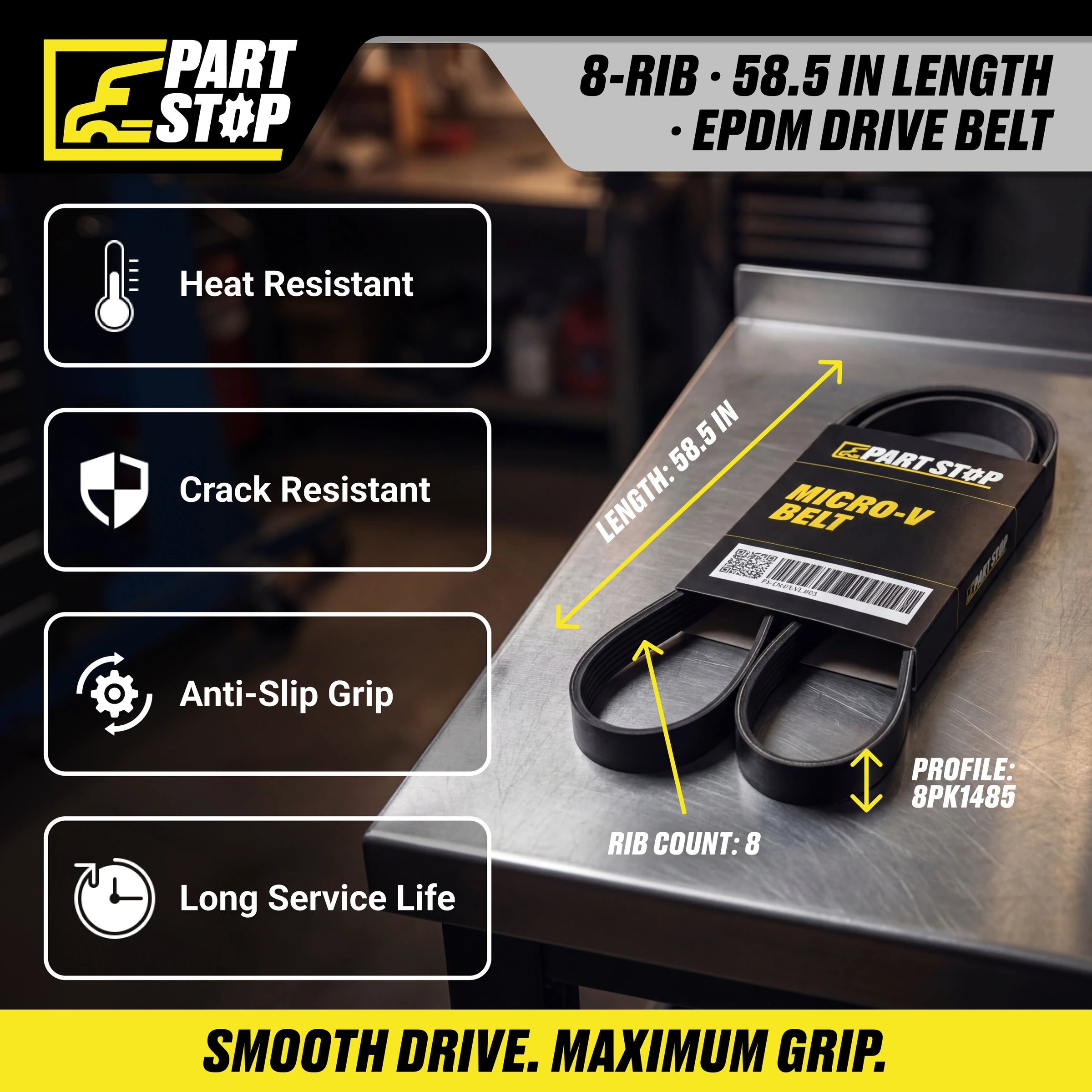 8PK1485 Serpentine Belt Fit Detroit  GT4080585, L4080585, 825.5080585, GAK080585 — infographic