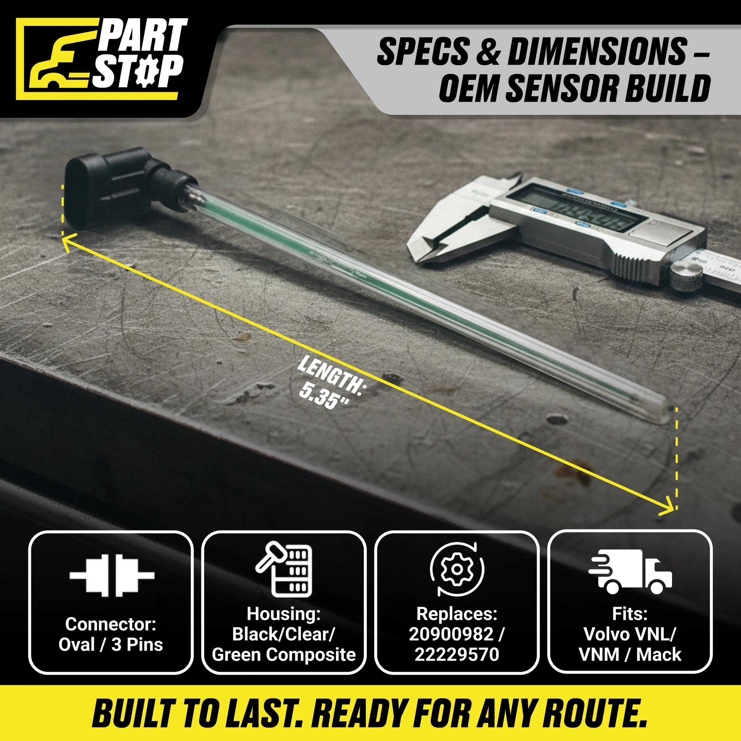 Coolant Level Sensor Fits Volvo VN VNM Fits Mack 577.96504S — infographic