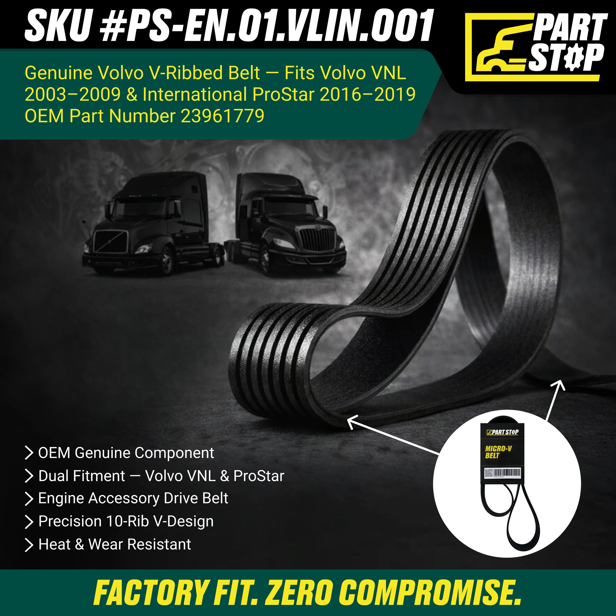 23961779,  0PK1485 Serpentine Belt  20491756, 3811844, 5100585, BLT-10PK1485 — infographic