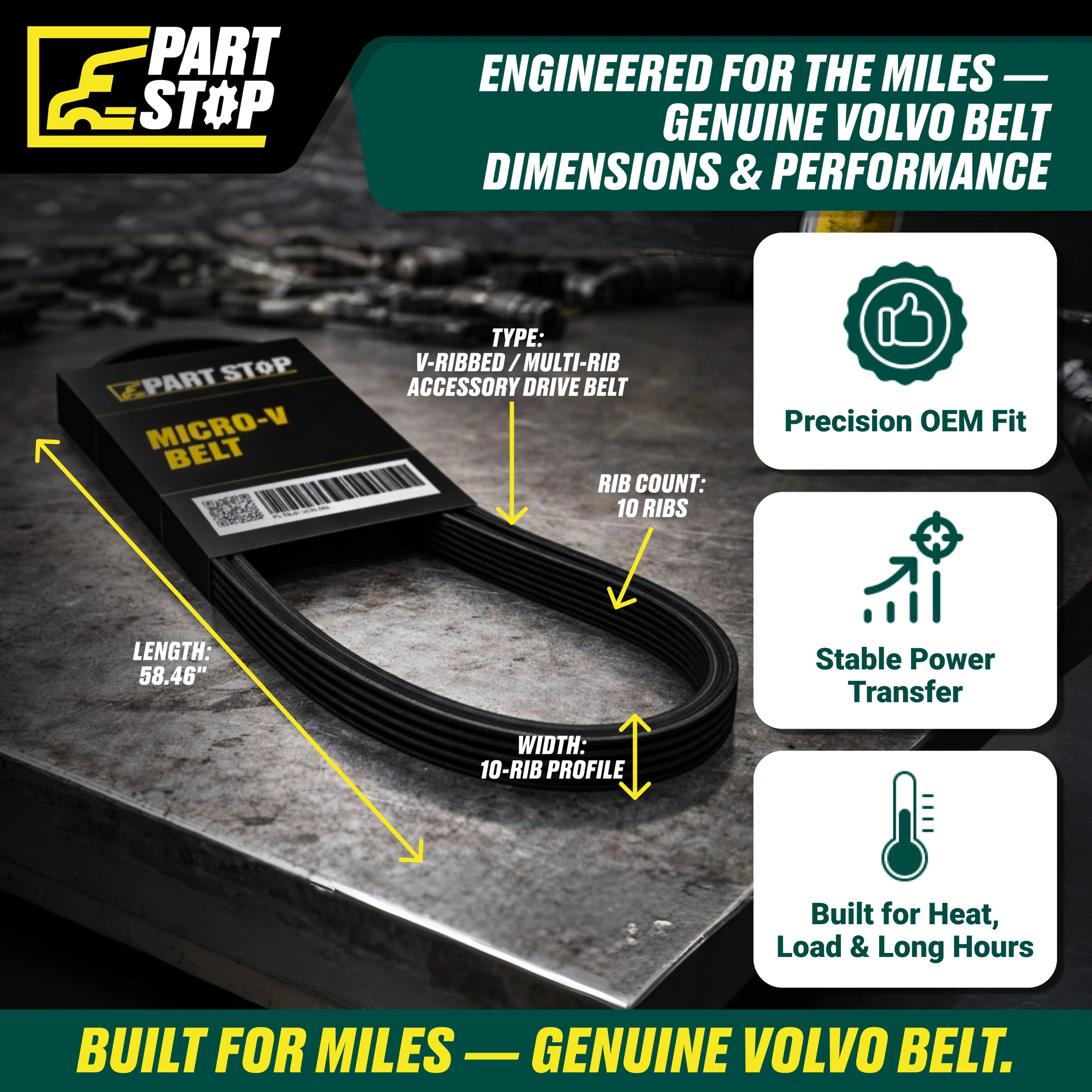 23961779,  0PK1485 Serpentine Belt  20491756, 3811844, 5100585, BLT-10PK1485 — infographic