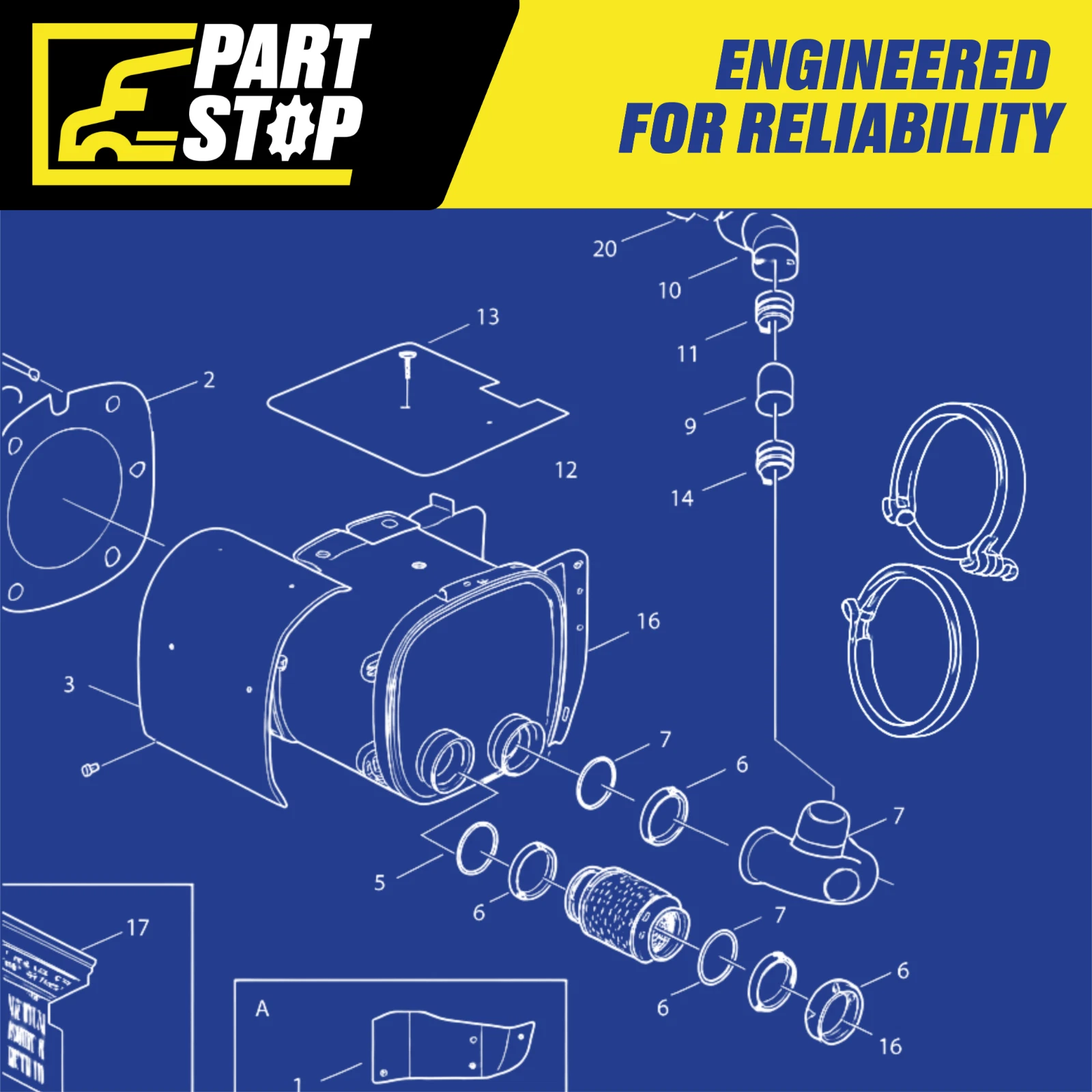 16" Exhaust Bellows Flex Pipe Kit  M66-7091-0320 6746021 820B75320P EPBP11861 — infographic 2