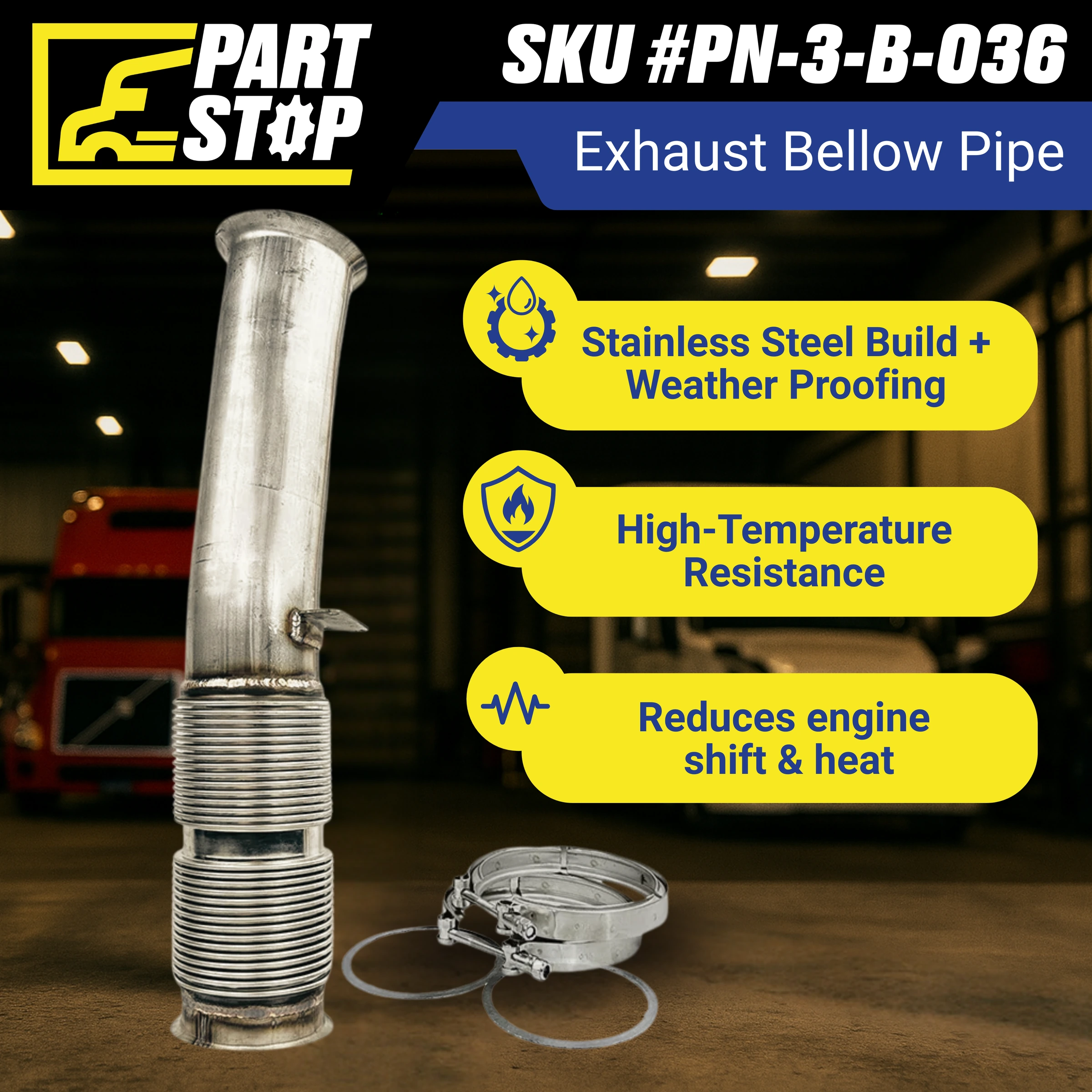 A04-30008-000 5" Exhaust Bellows Flex Pipe 30008 Fits universal A0430008000 — infographic
