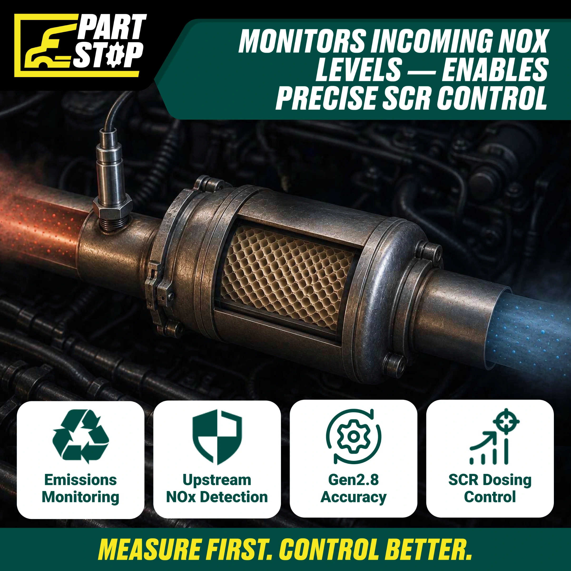 DETROIT DIESEL  Inlet NOx Sensor 12V 4-Pin DD13 DD15 DD16 A0101531928 — infographic