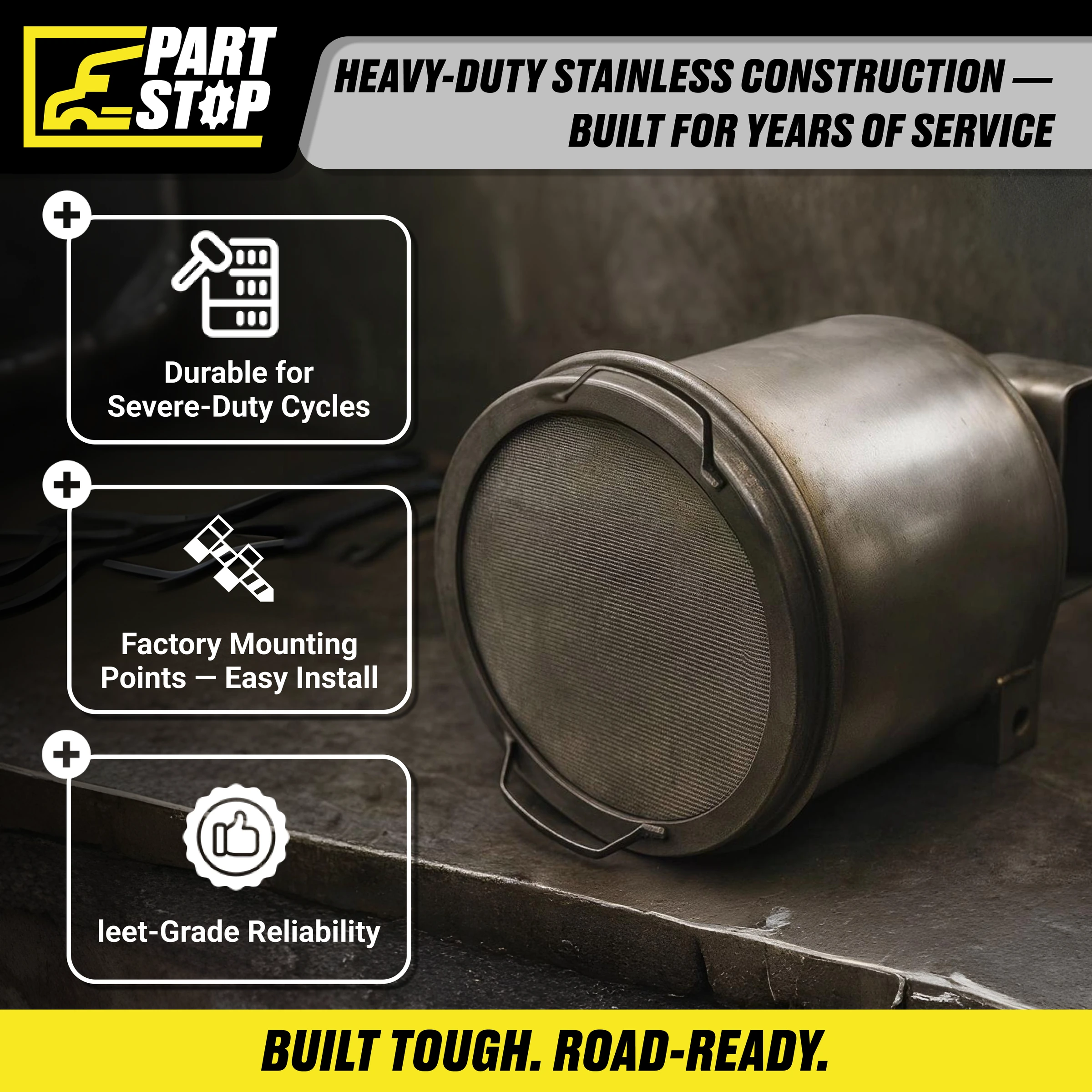 DPF Diesel Particulate Filter Fits Volvo Fits Mack 21716414 , 8AI002 — infographic