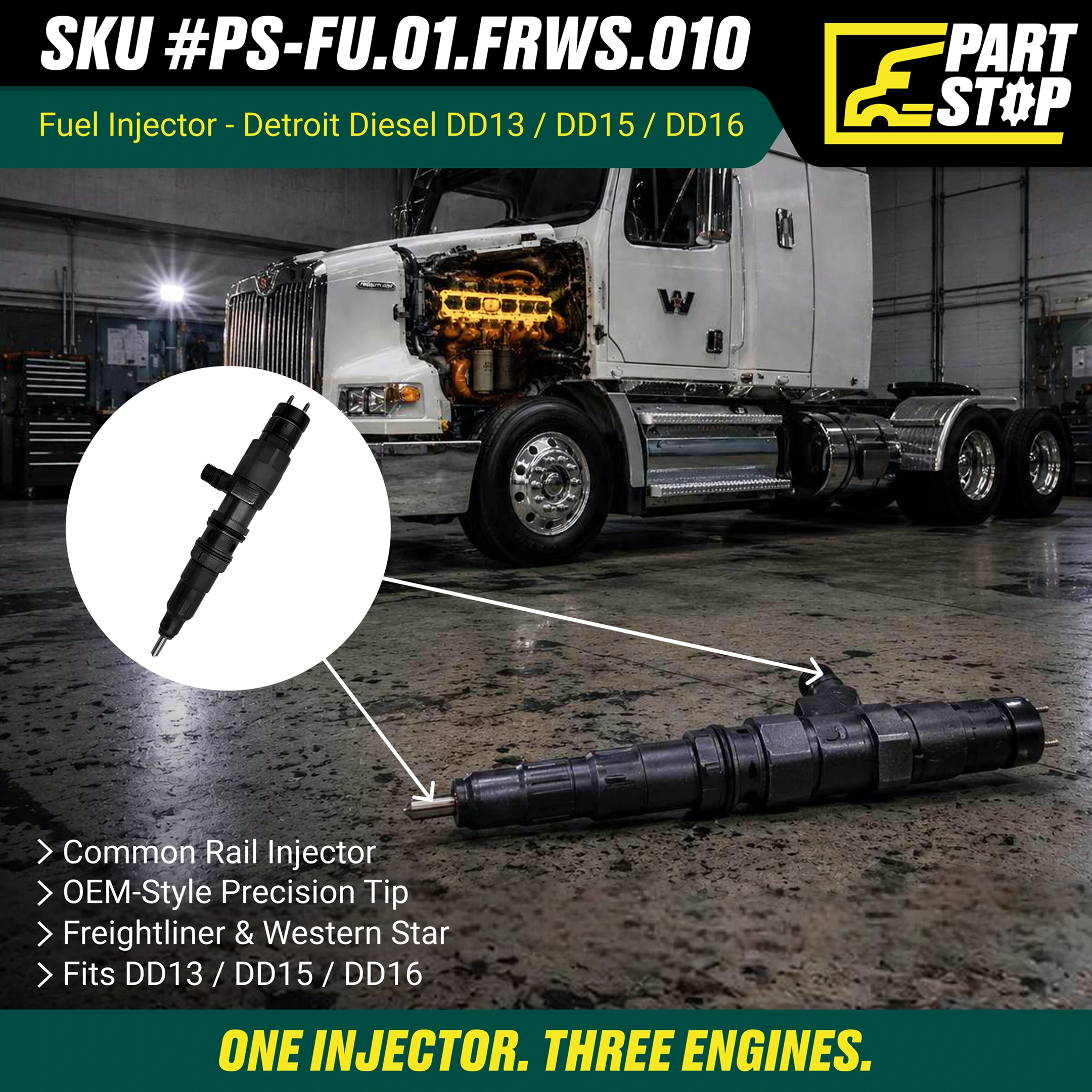 Fuel Injector Fits Detroit 4720700387, RPP4720700887X, A4720700087 , A4720700887 — infographic