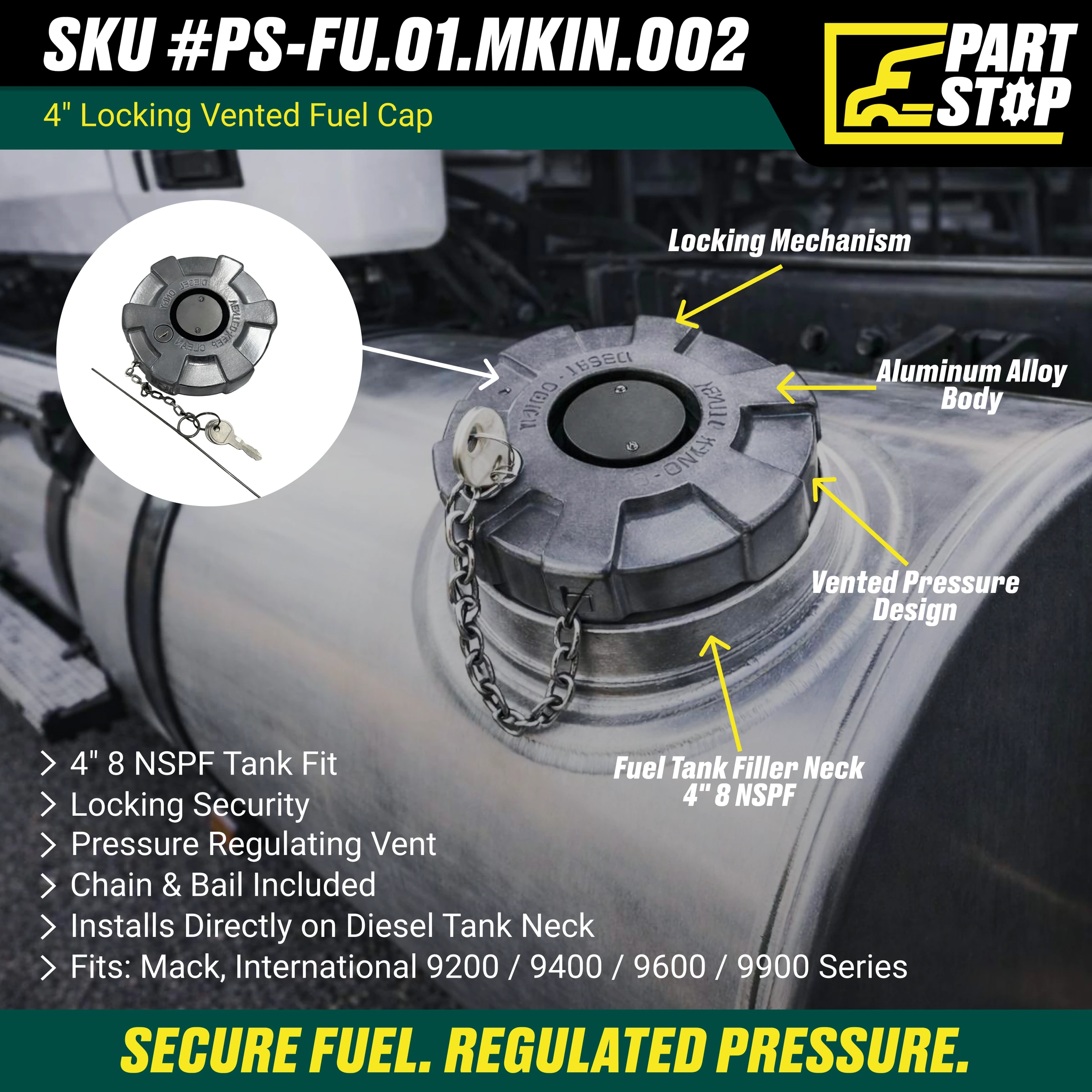 600181-6 Heavy Duty Fuel Cap 4" Aftermarket  431090 , 2040856C91, AM5721023 — infographic