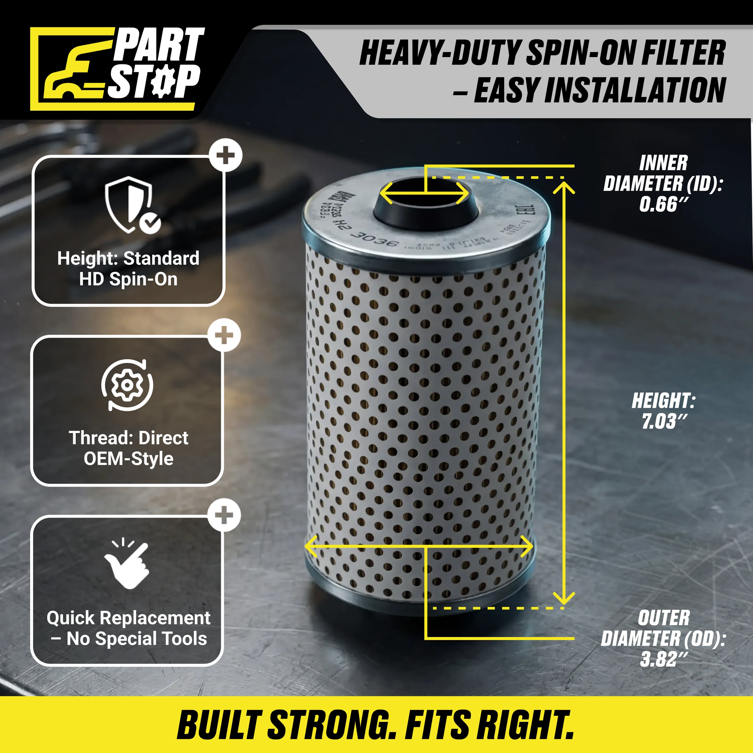 Fuel Filter for Heavy-Duty Diesel Engines , P550463 , 205278 , FF5369, FF5369 — infographic