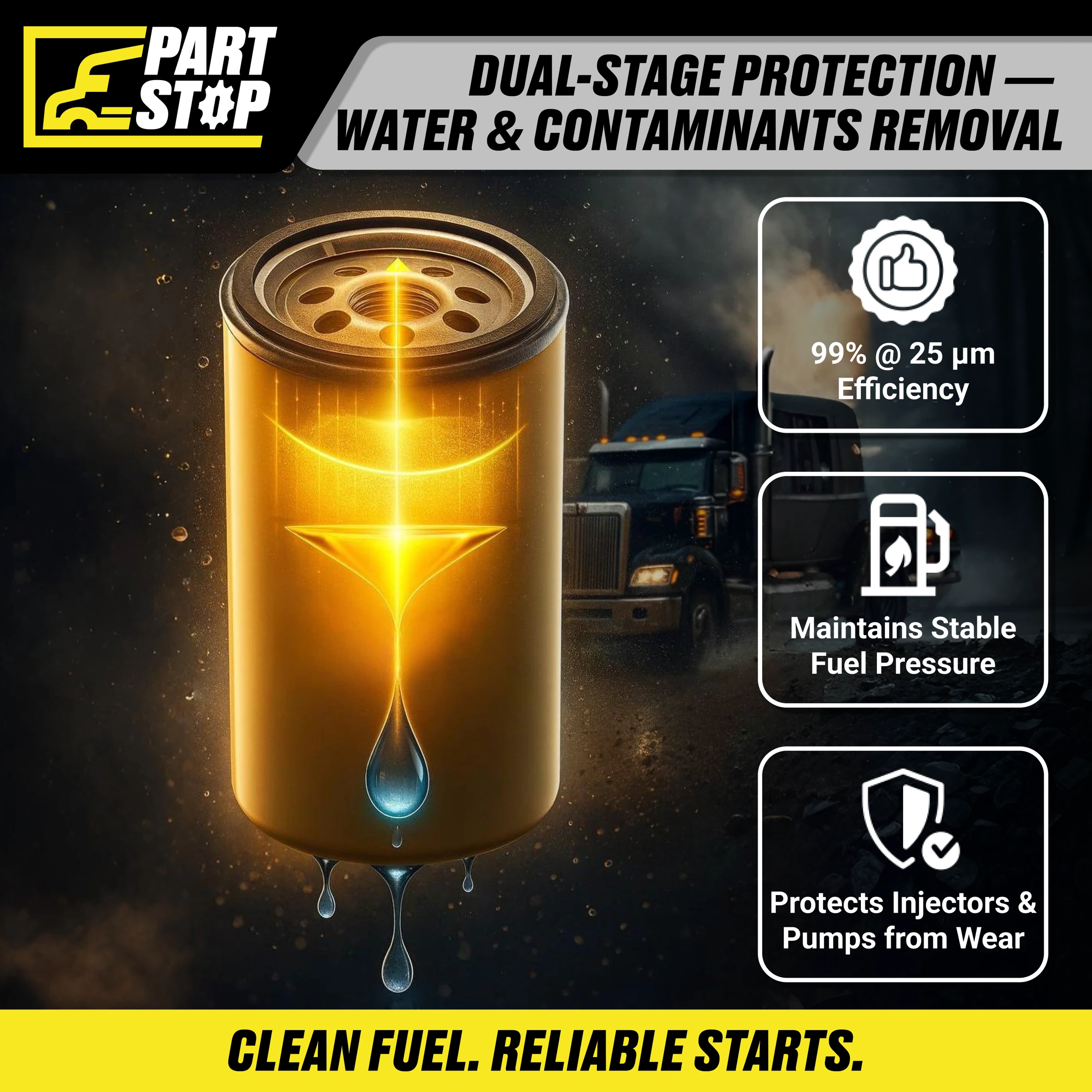 Primary Fuel Filter Fits Detroit Diesel P556915, FF5207, LFP815FN — infographic