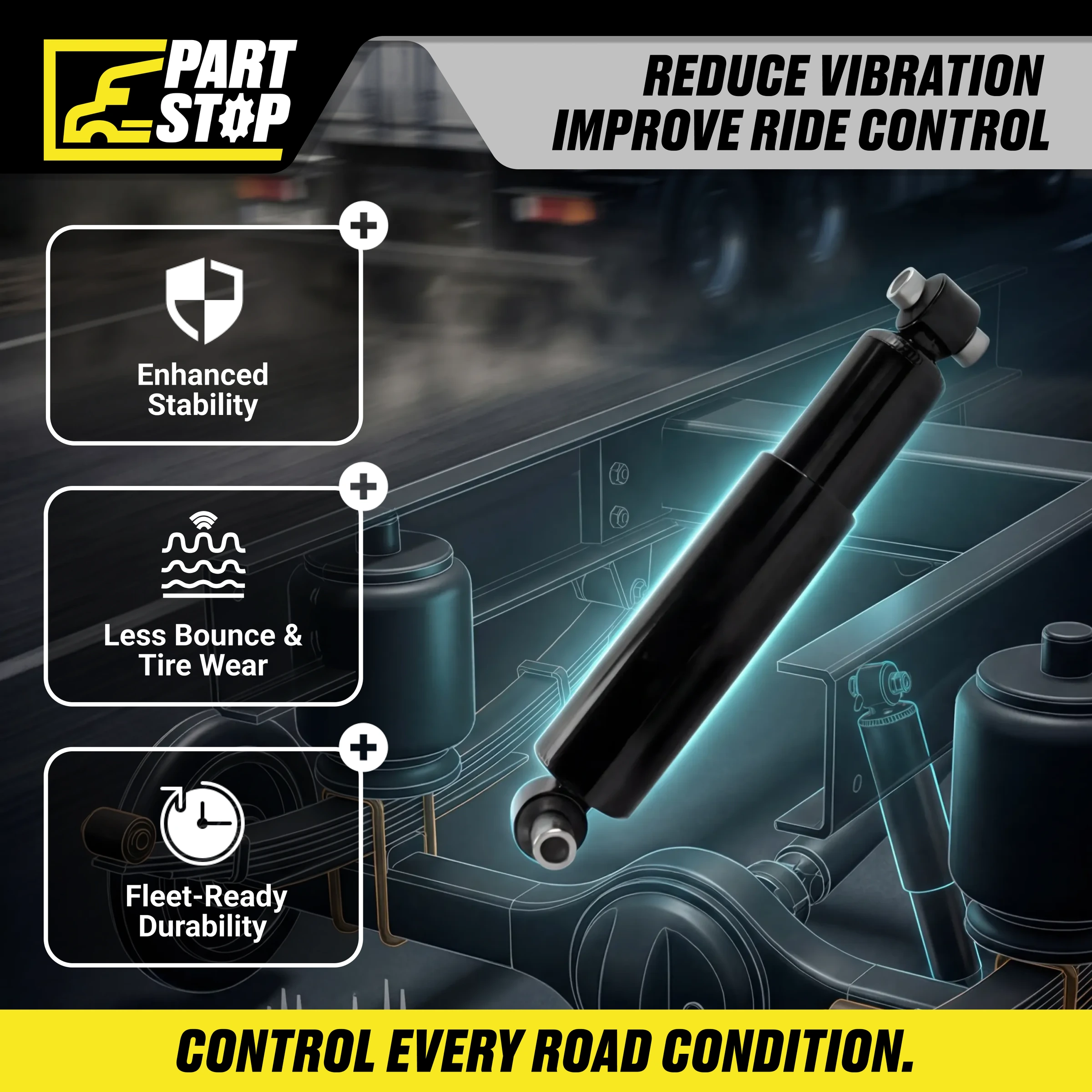 65494 Shock Absorber fits Mack Volvo Heavy-Duty Suspension P — 2-Pack — infographic 2