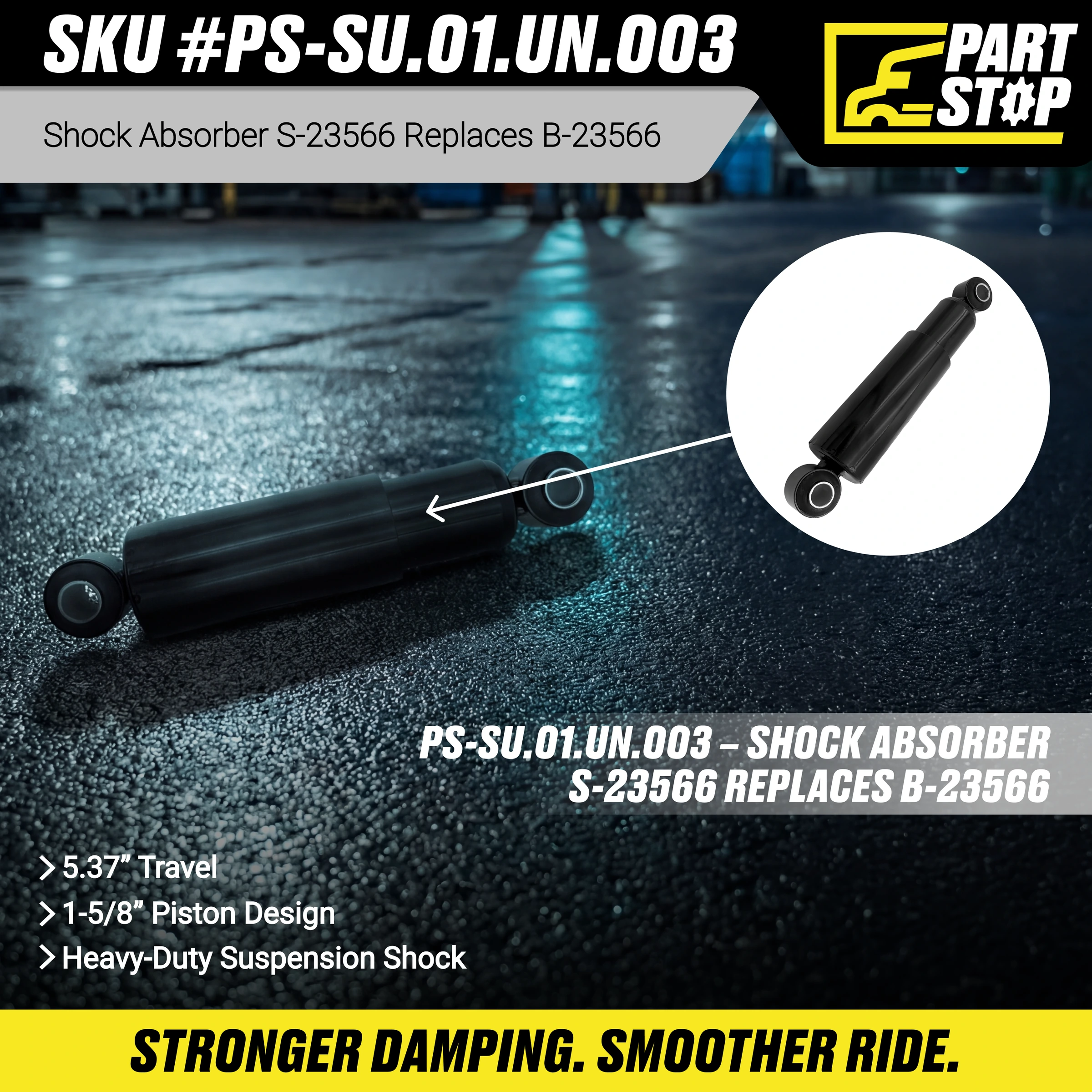 B23566 Shock Absorber Semi Truck  , 89440 , S23566, S24023, S24088, 341625 — infographic