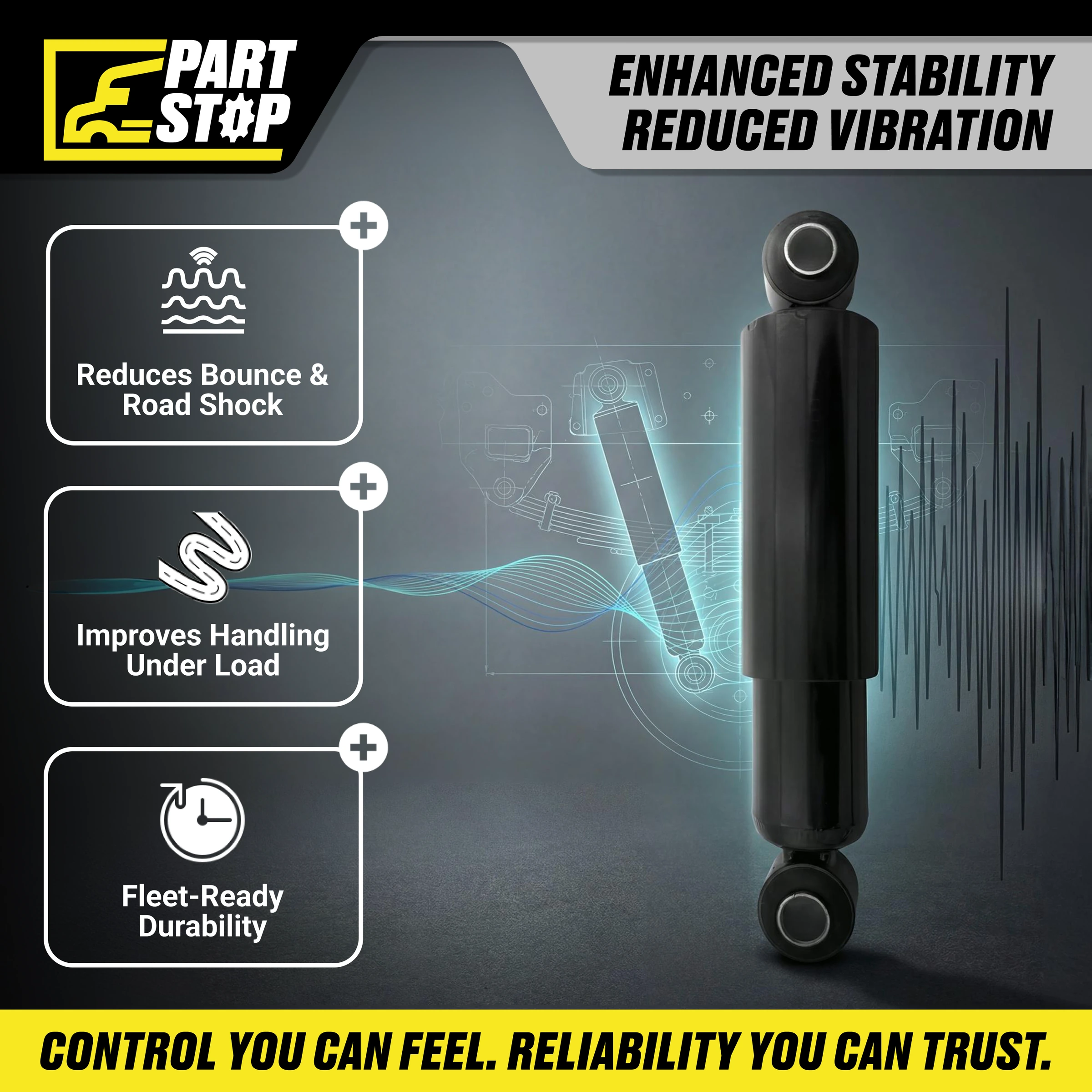 B23566 Shock Absorber Semi Truck  , 89440 , S23566, S24023, S24088, 341625 — infographic