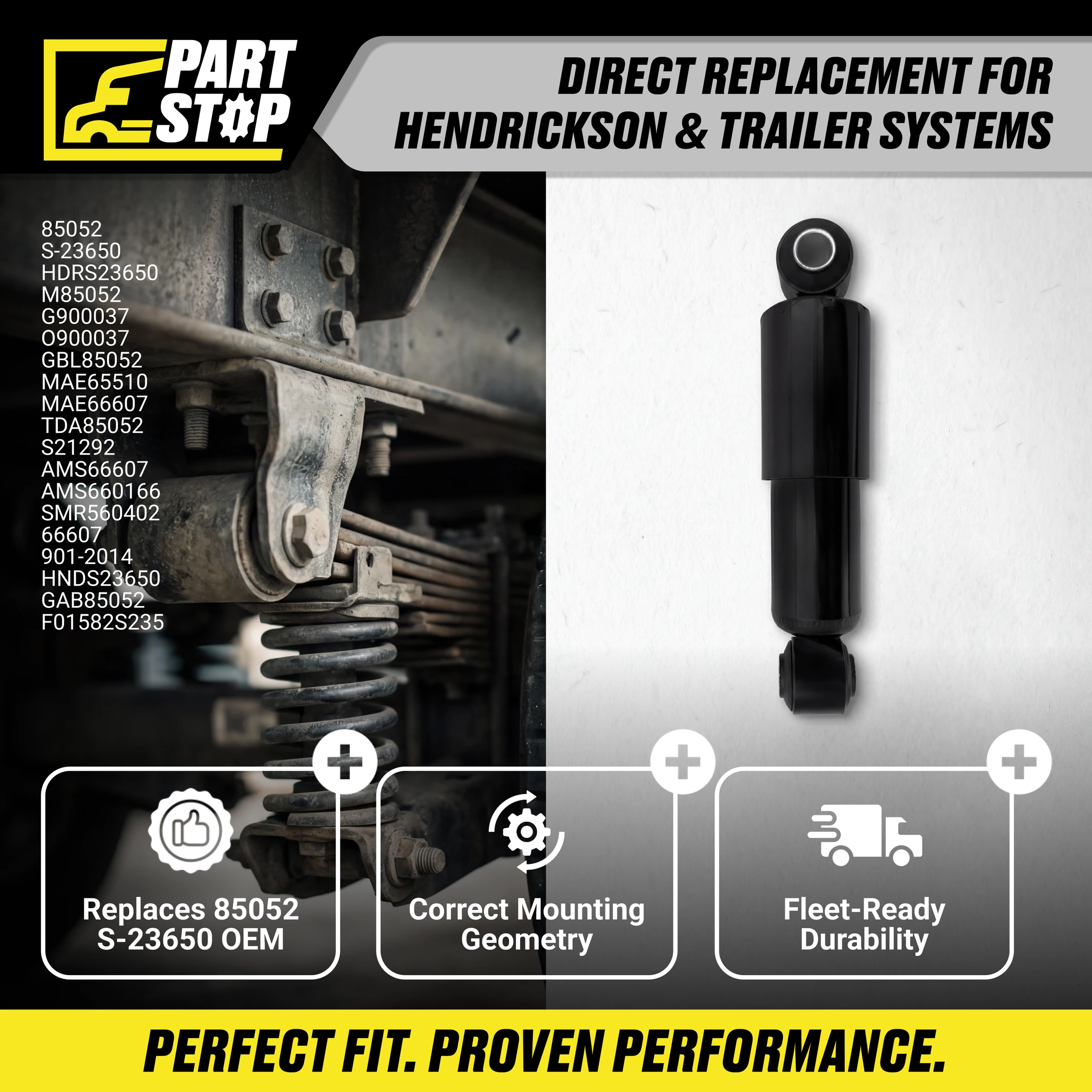 Shock Absorber Universal  A85052 , M65510,  65510, HDRS23650, M85052 ,S-23650 — infographic