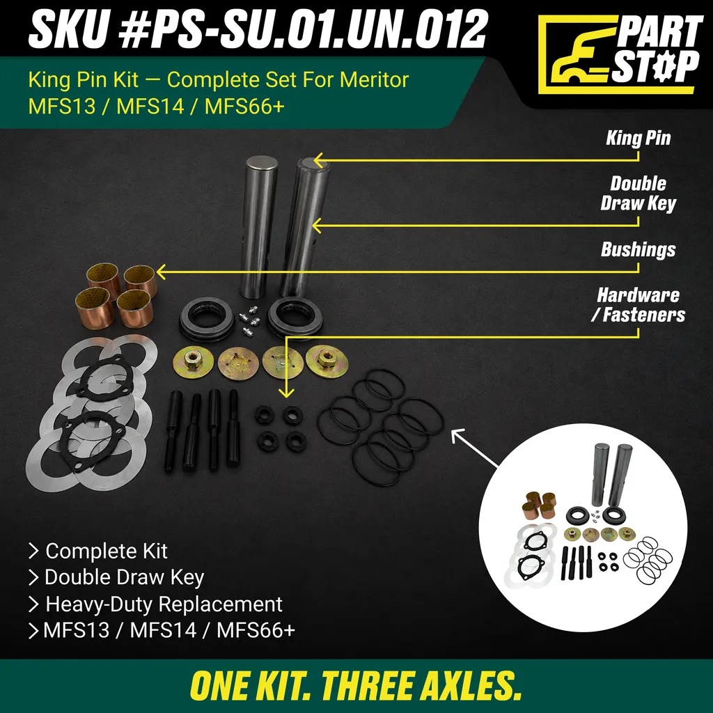 King Pin Kit for MFS13 MFS14 MFS66+ 1.794" Dia, 9.016" Length, Double R201608 — infographic