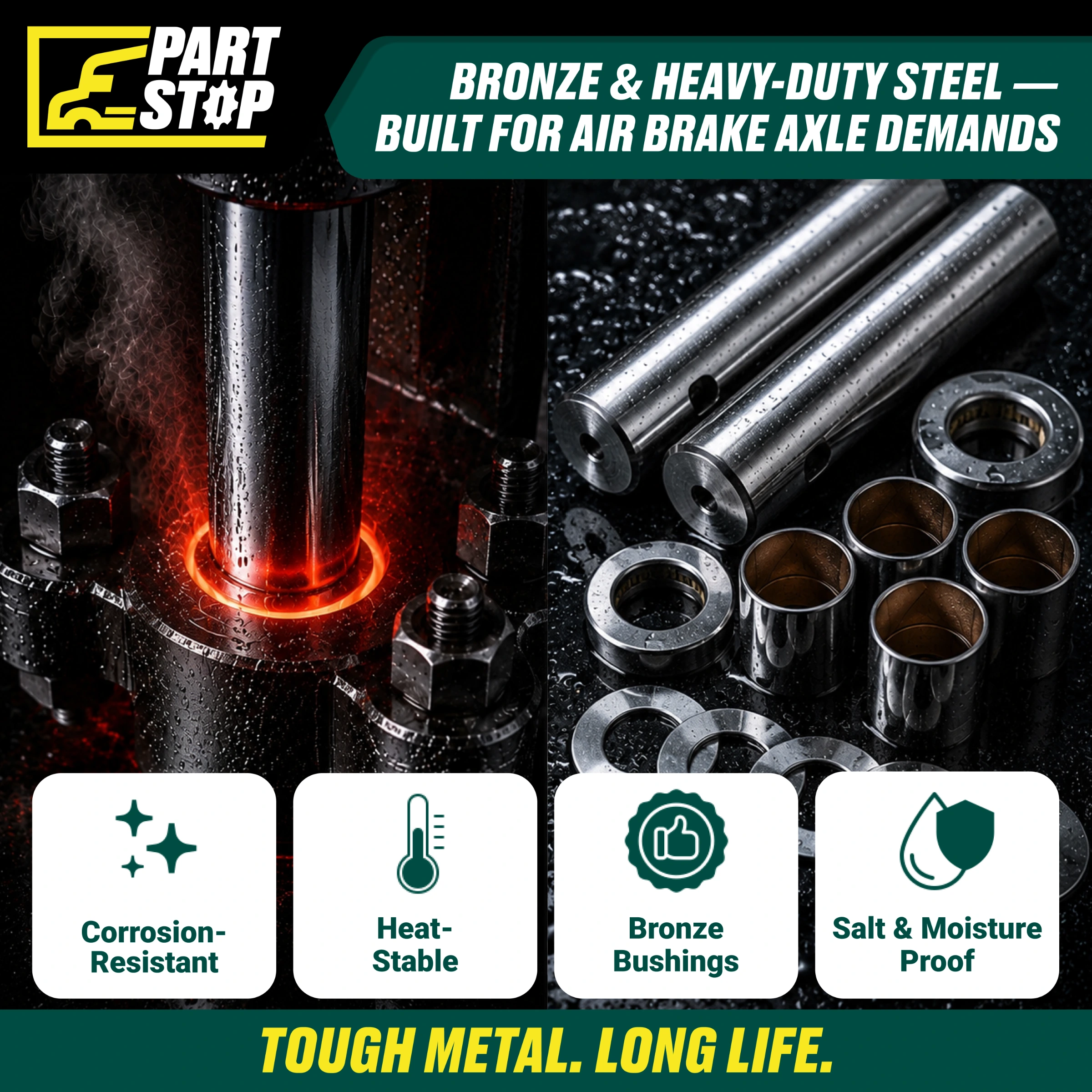 King Pin Kit Air Brake Front Axles for Ford 9000 lb SP621551, KPK1044 , R200050 — infographic