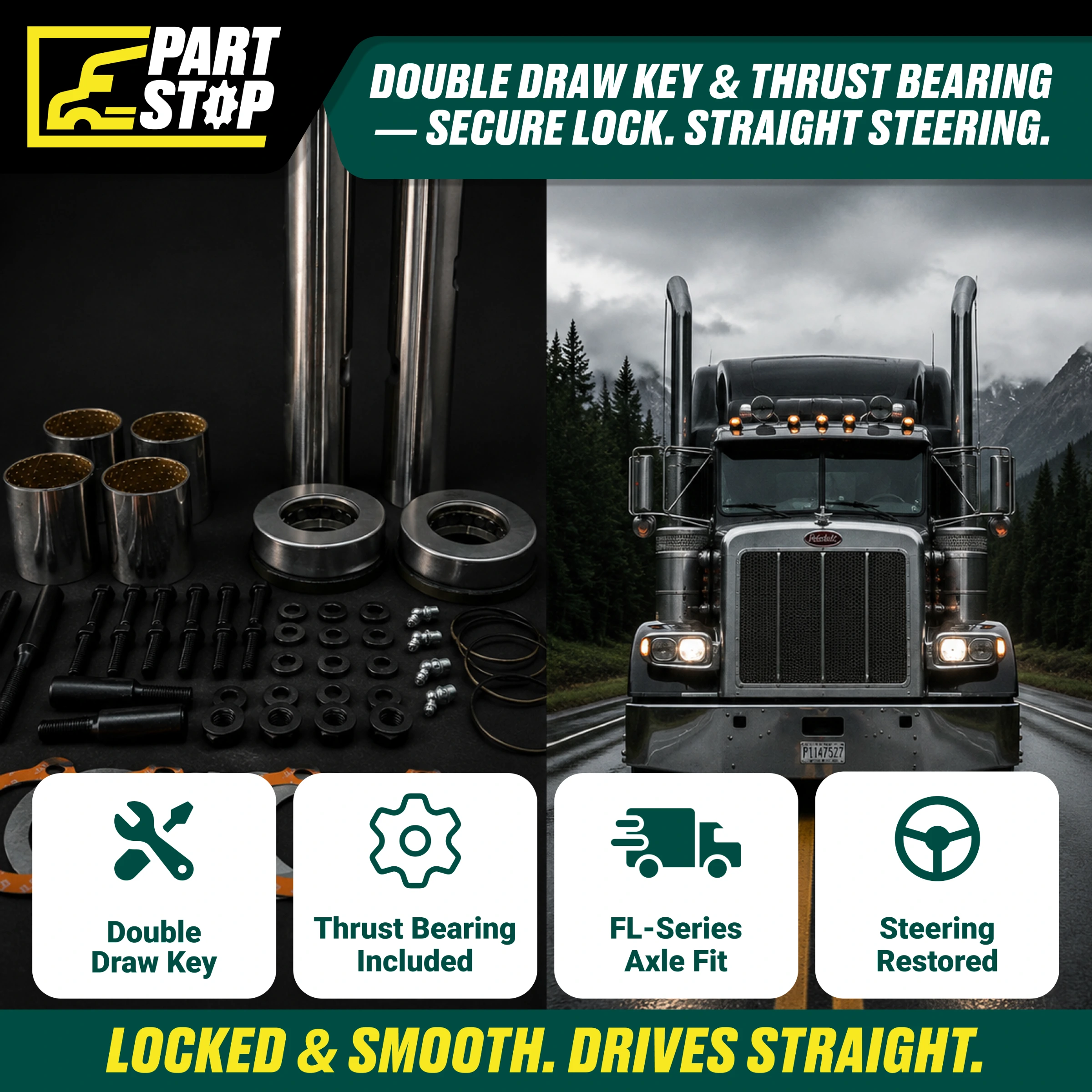 R201312 King Pin Kit for Meritor 460.166C , 597258C91 Steer Axles R200198 — infographic