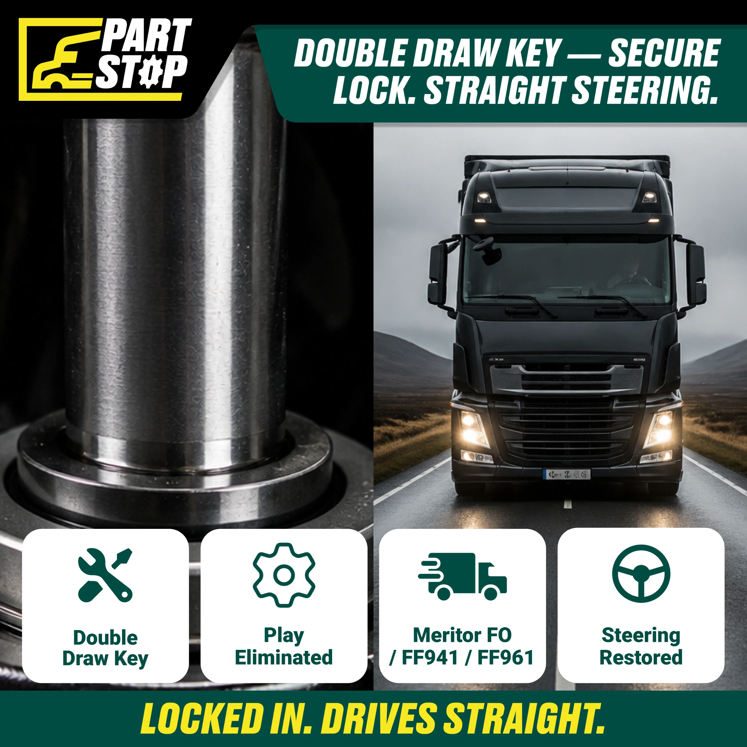 King Pin Kit for  Front Steer Axles K961L, 460.246B, 1300, 577684C91, R201315 — infographic