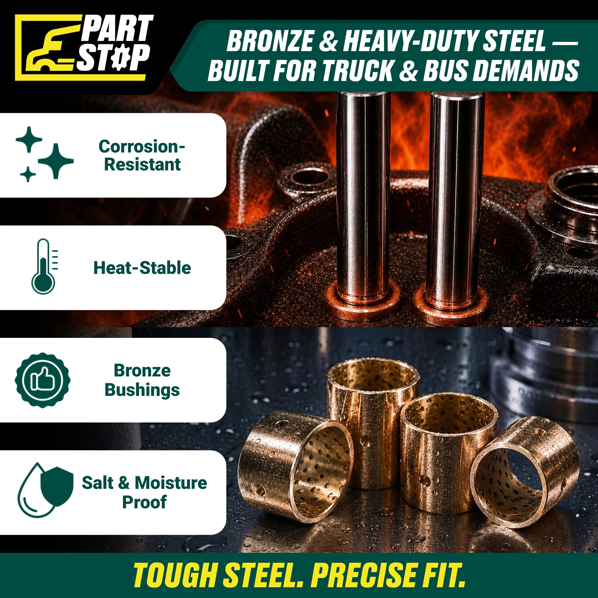 R201615 King Pin Kit for Meritor MFS12 Front Steering Axles Double Draw Key MFS1 — infographic