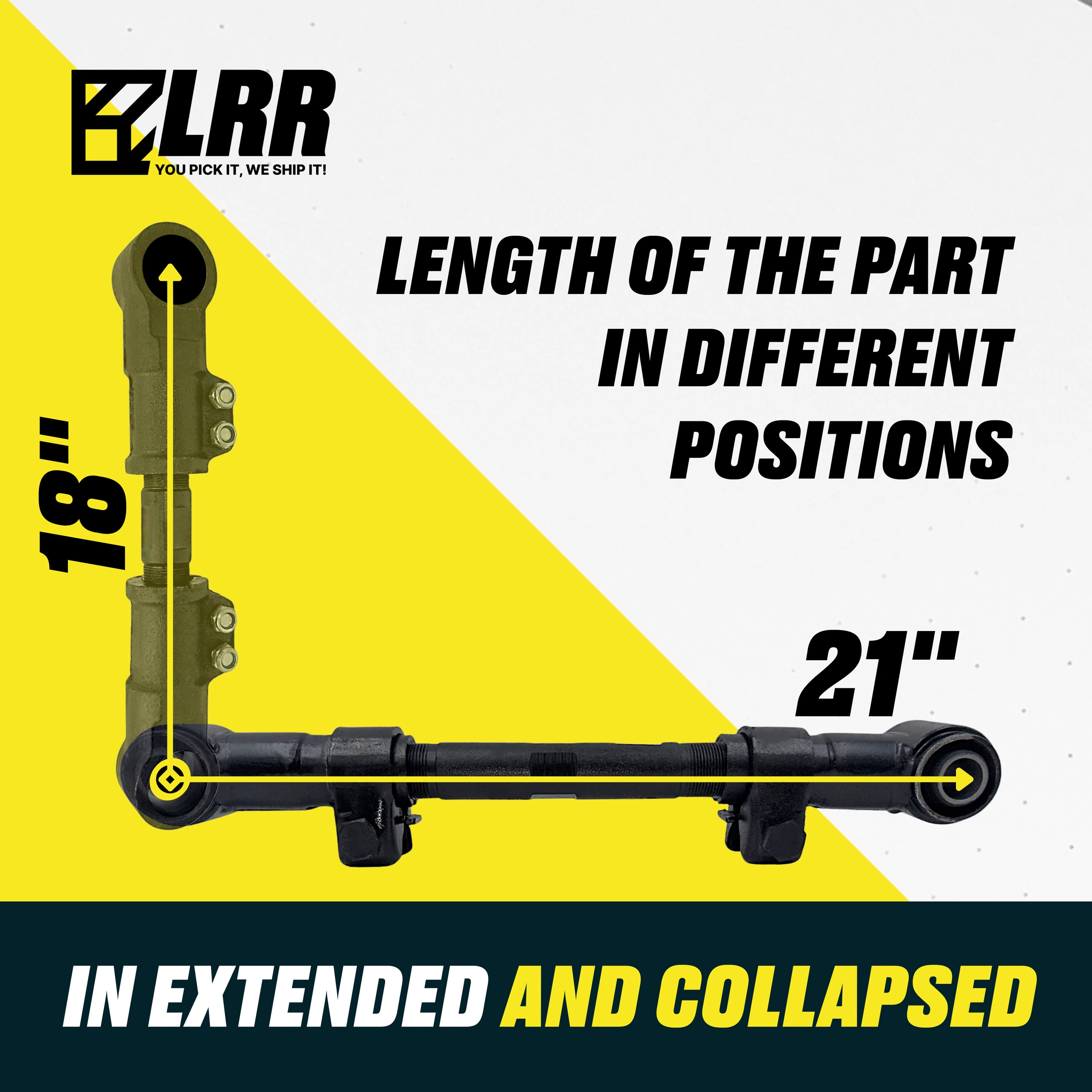 Adjustable Torque Rod – 11-7/8" to 13-3/8" | Heavy-Duty Suspension Torque Arm — infographic