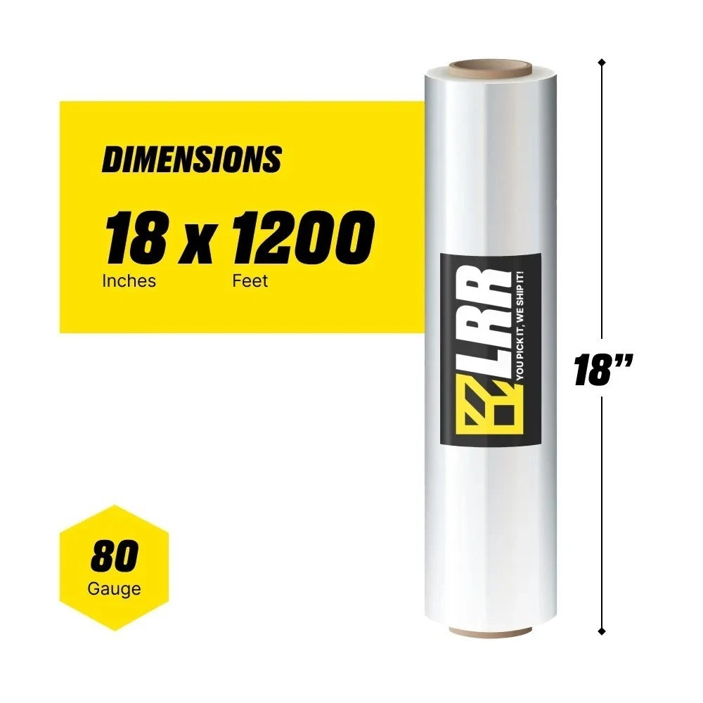 4 Pack Stretch Wrap 18" x 1200 ft Clear PE Film Pallet Wrap Roll — infographic
