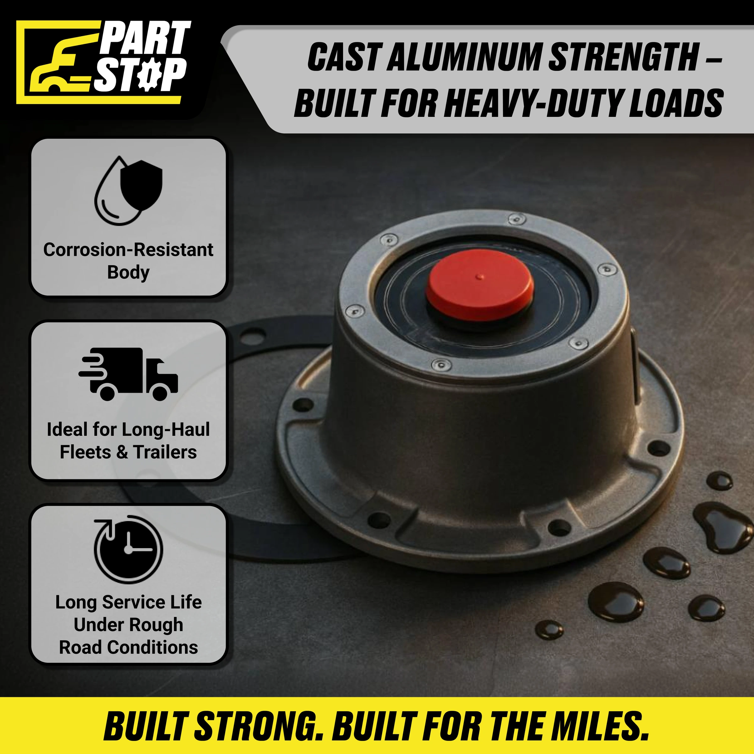 343-4009 Trailer Axle Hub Cap Fits Semi truck  3434009 , 921010009, A13262C133 — infographic