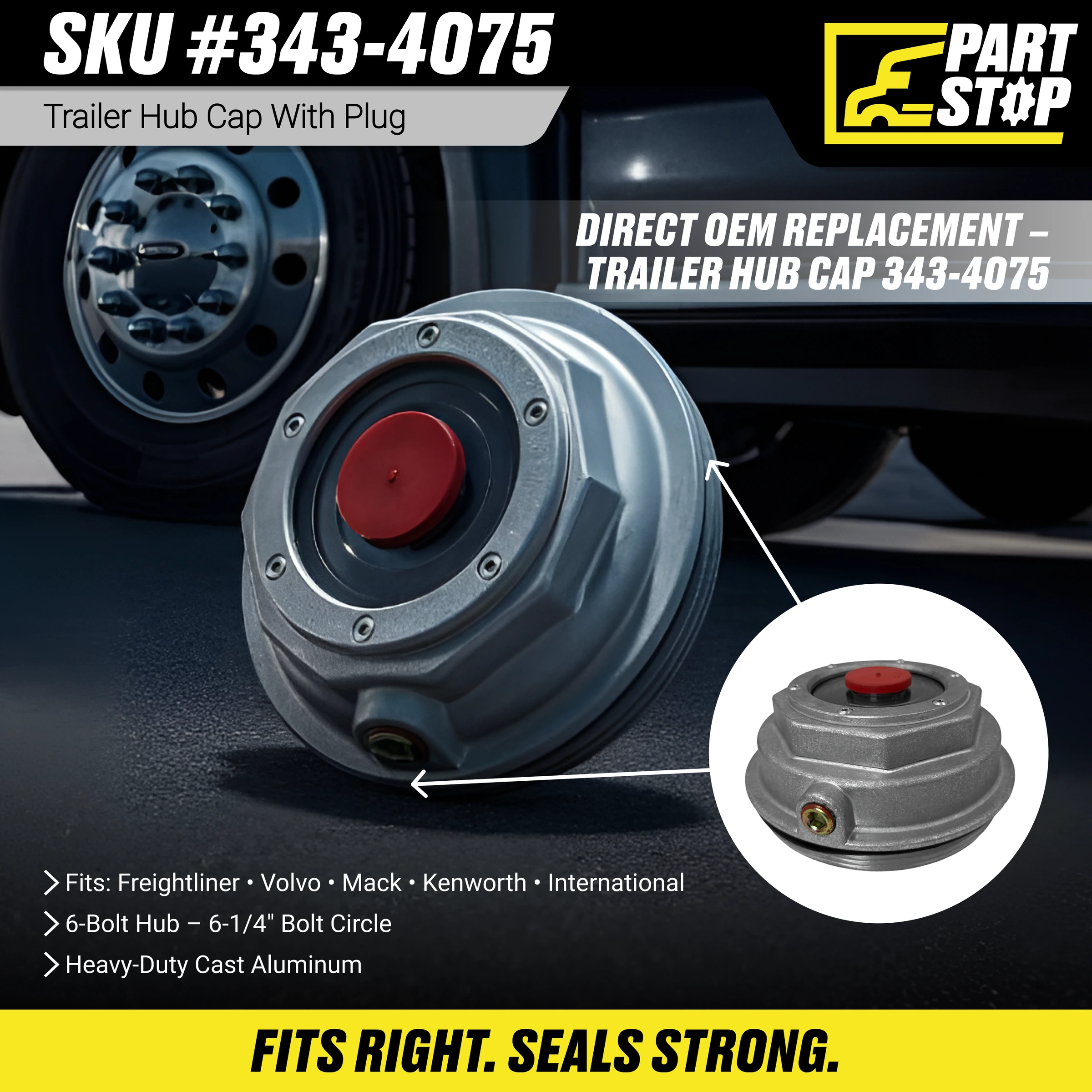 Trailer Hub Cap Side Fits 3434075, 15556130, 7003942 ,343-4075 — infographic