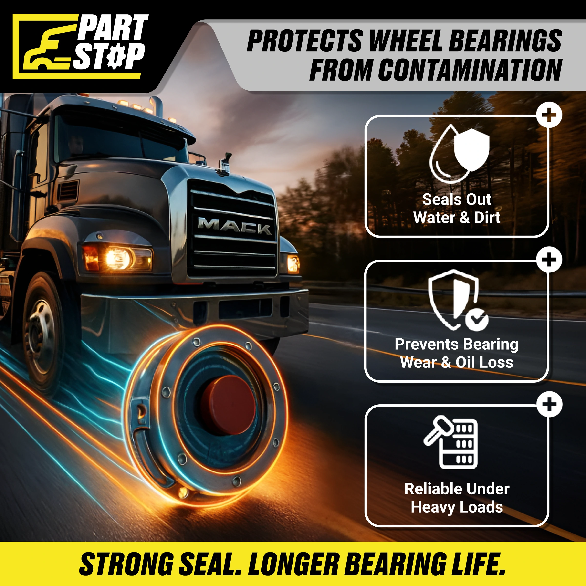 Trailer and Semi truck  Hub Cap Side 3434095, 921010034, 6814010225, 343-4095 — infographic