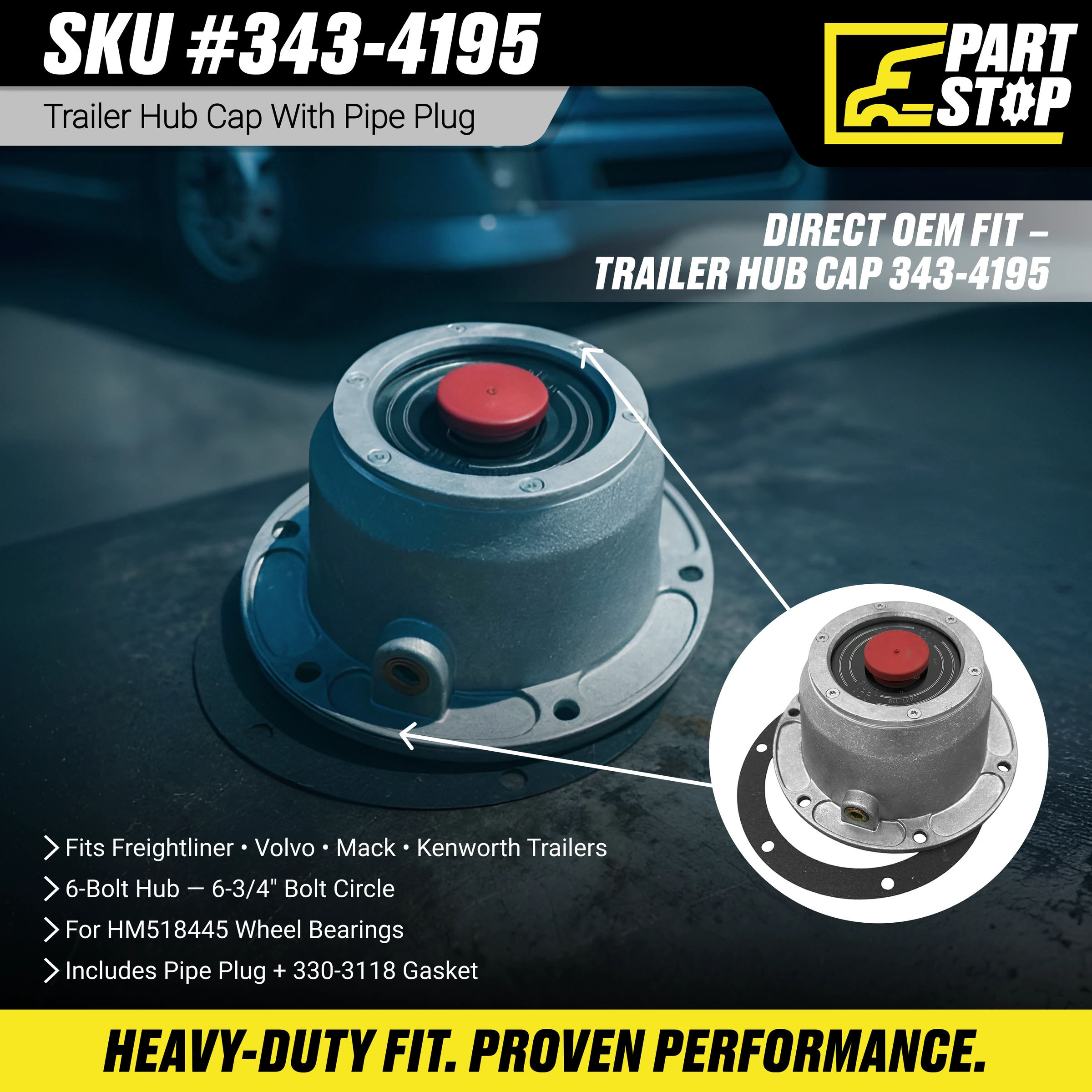 Heady duty Trucks and Trailers Hub 343-4195 , A3262A1405, 1696, 47548 , 3434195 — infographic