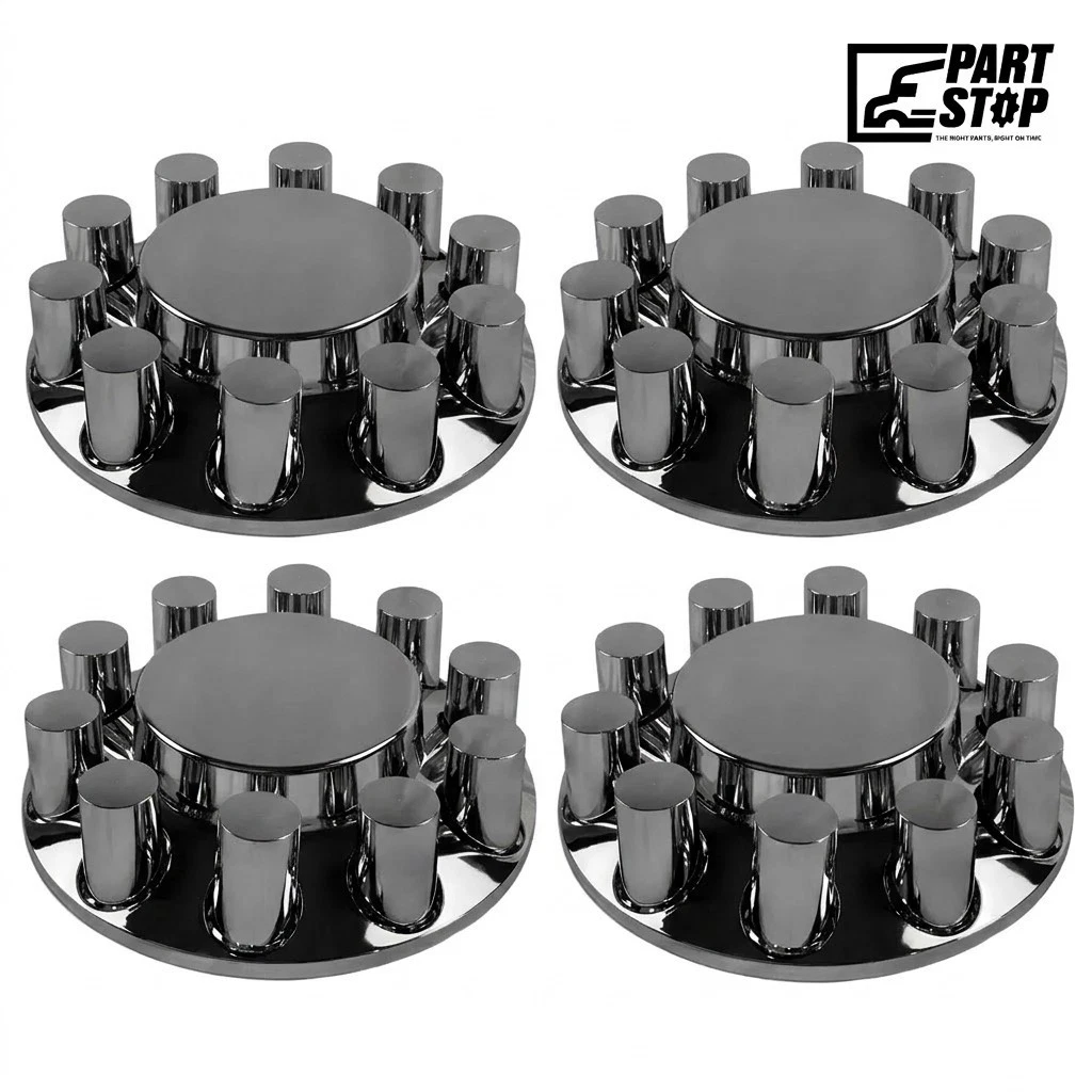 4 units x Chrome Axle Hub Cover Kit 10 Hole 33mm Thread On Nut Covers Fits 20 22