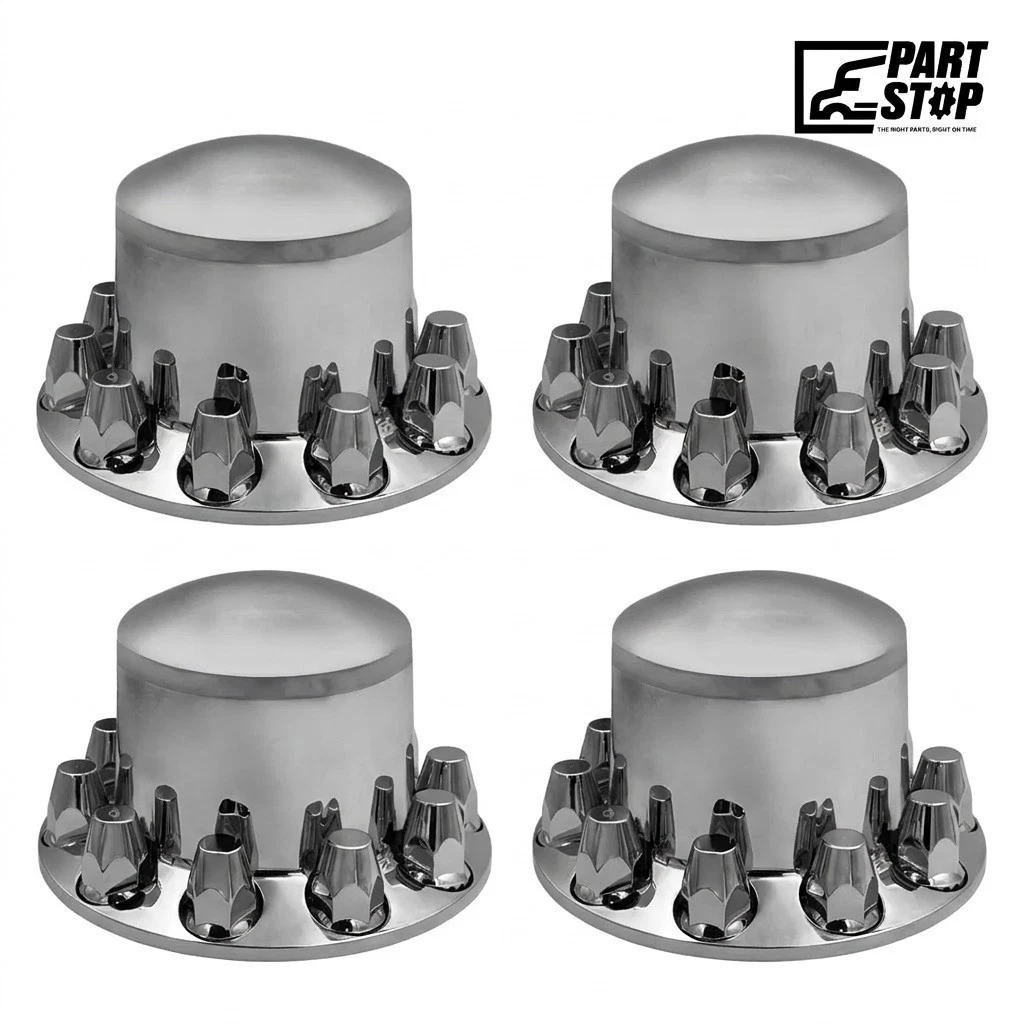Axle Hub Cover Kit 4 units Semi ABS 10 Hole hread On Nut Covers Fits 20 22.5 2