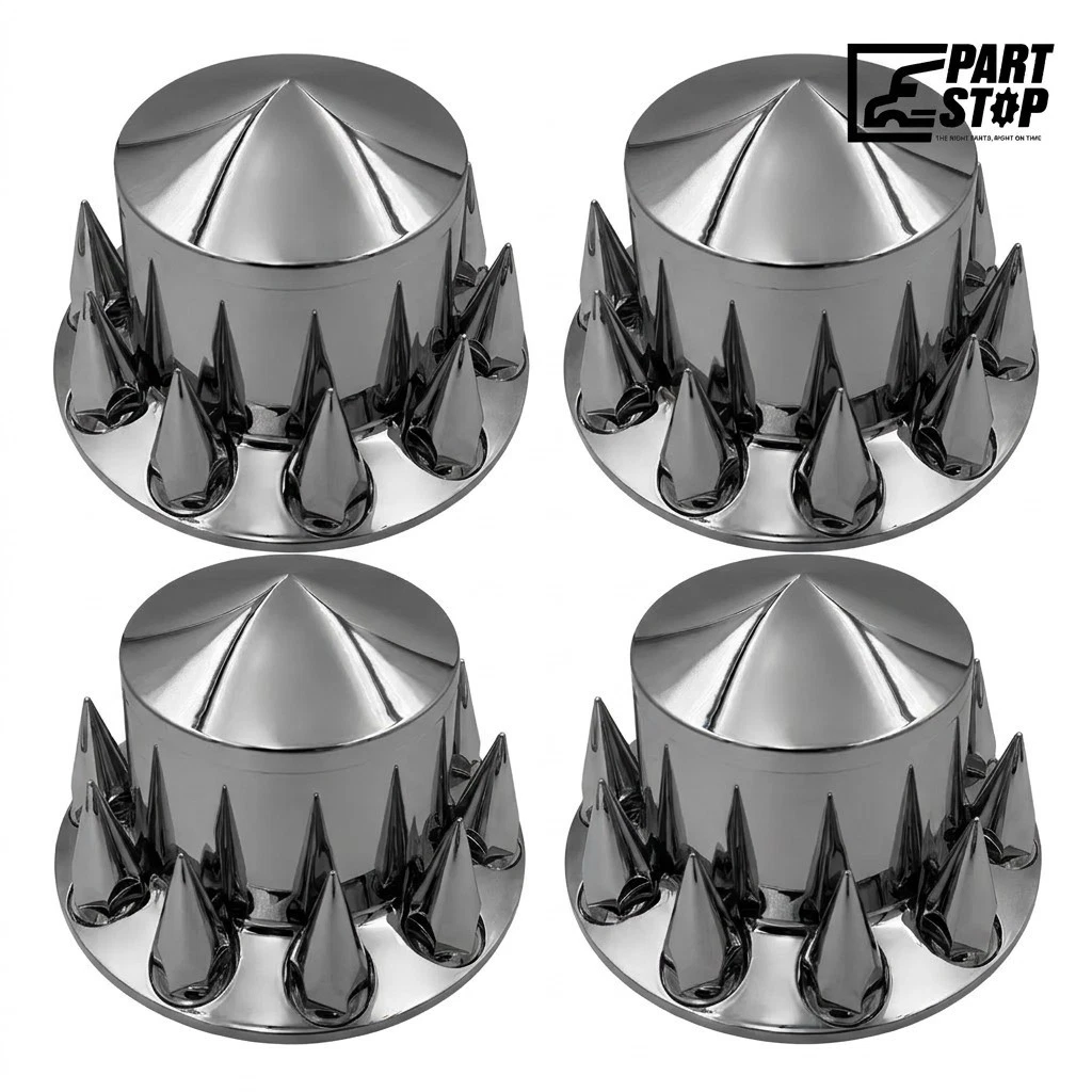 4 units Chrome Rear Wheel Axle Hub Cover 10 Hole Fits 20 22.5 24.5 Wheels