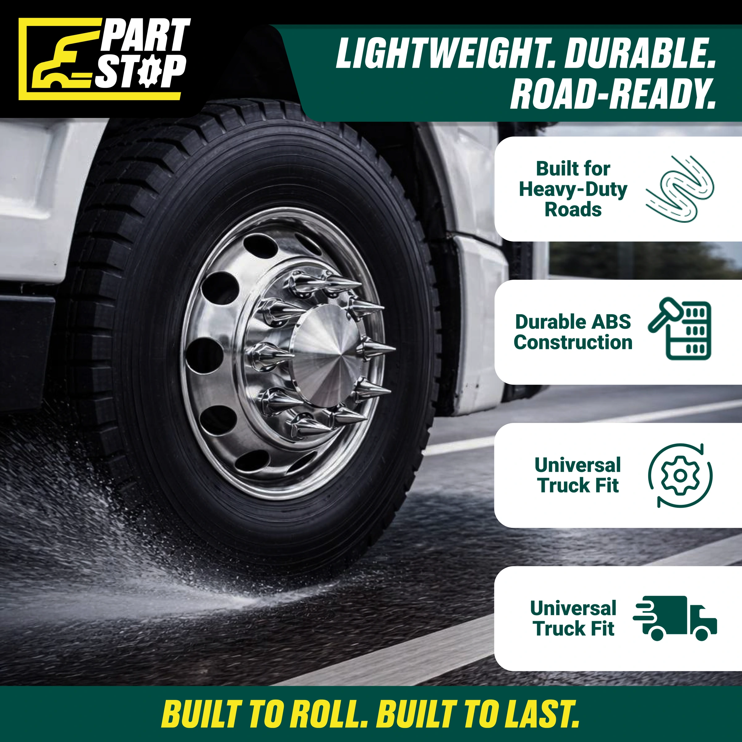 4 units Chrome Rear Wheel Axle Hub Cover   10 Hole Fits 20 22.5 24.5 Wheels — infographic