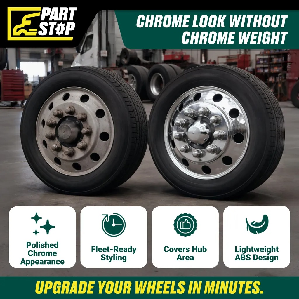 FLG007 Lug Nut Covers 33mm Push-On Fits Semi Truck — infographic