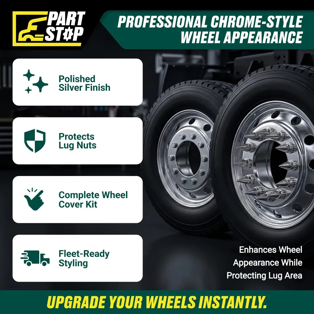 FLG009 Lug Nut Covers 33mm Thread On Fits 20 22.5 24.5 Aftermarket — infographic