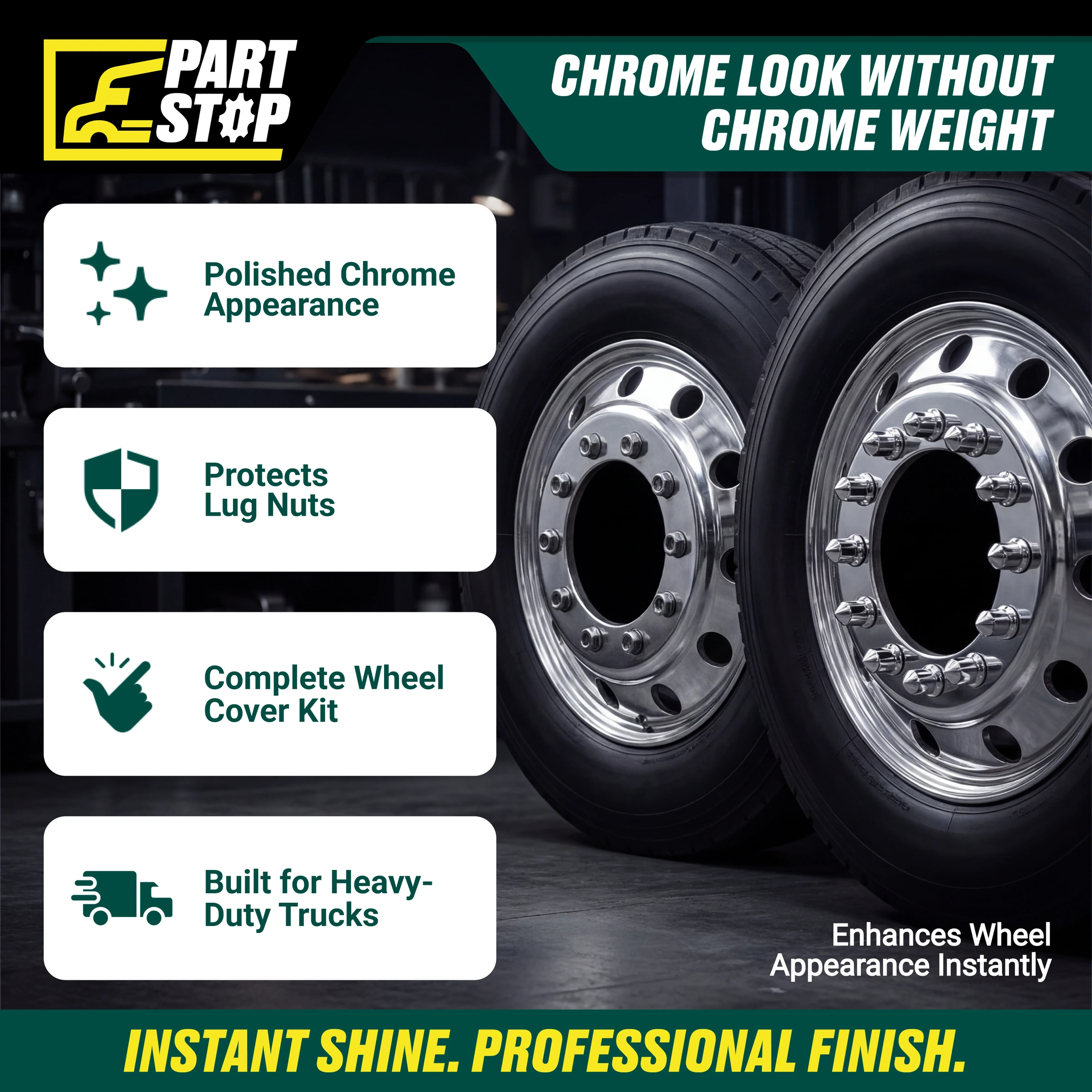 33mm Push On Hub Cap Wheel Cover Fits Freightliner Fits Peterbilt — infographic