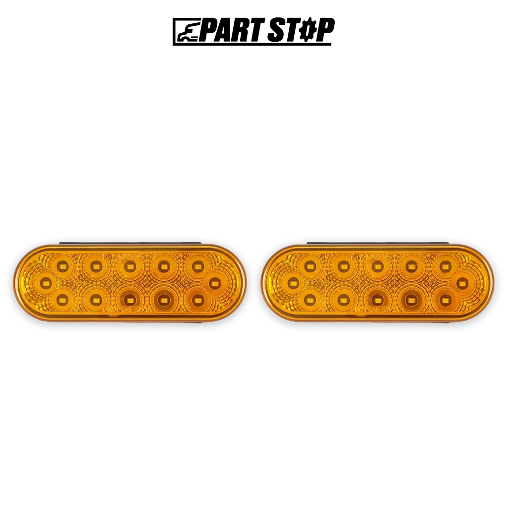 6" Oval 12 LED Amber Turn & Marker Light Heavy Duty Truck - — 2-Pack