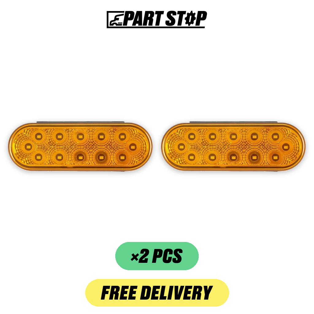 6" Oval 12 LED Amber Turn & Marker Light Heavy Duty Truck - — 2-Pack — pack photo 2
