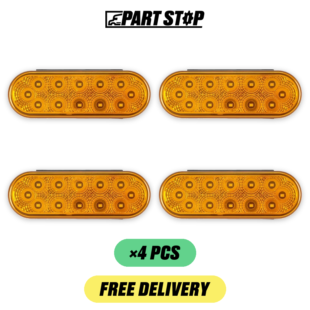 6" Oval 12 LED Amber Turn & Marker Light Heavy Duty Truck - — 4-Pack — pack photo 2