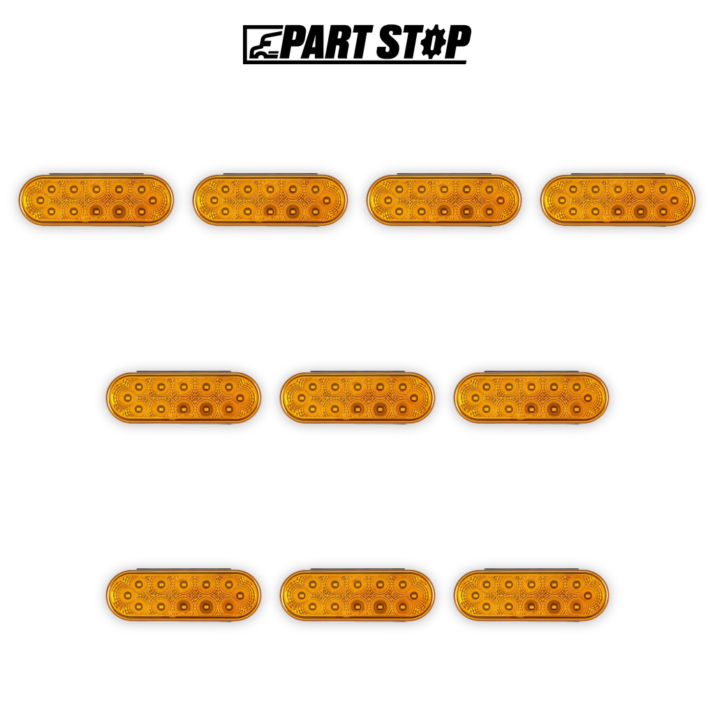 6" Oval 12 LED Amber Turn & Marker Light Heavy Duty Truck - — 10-Pack