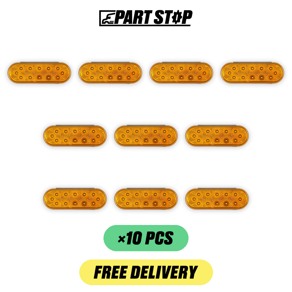 6" Oval 12 LED Amber Turn & Marker Light Heavy Duty Truck - — 10-Pack — pack photo 2