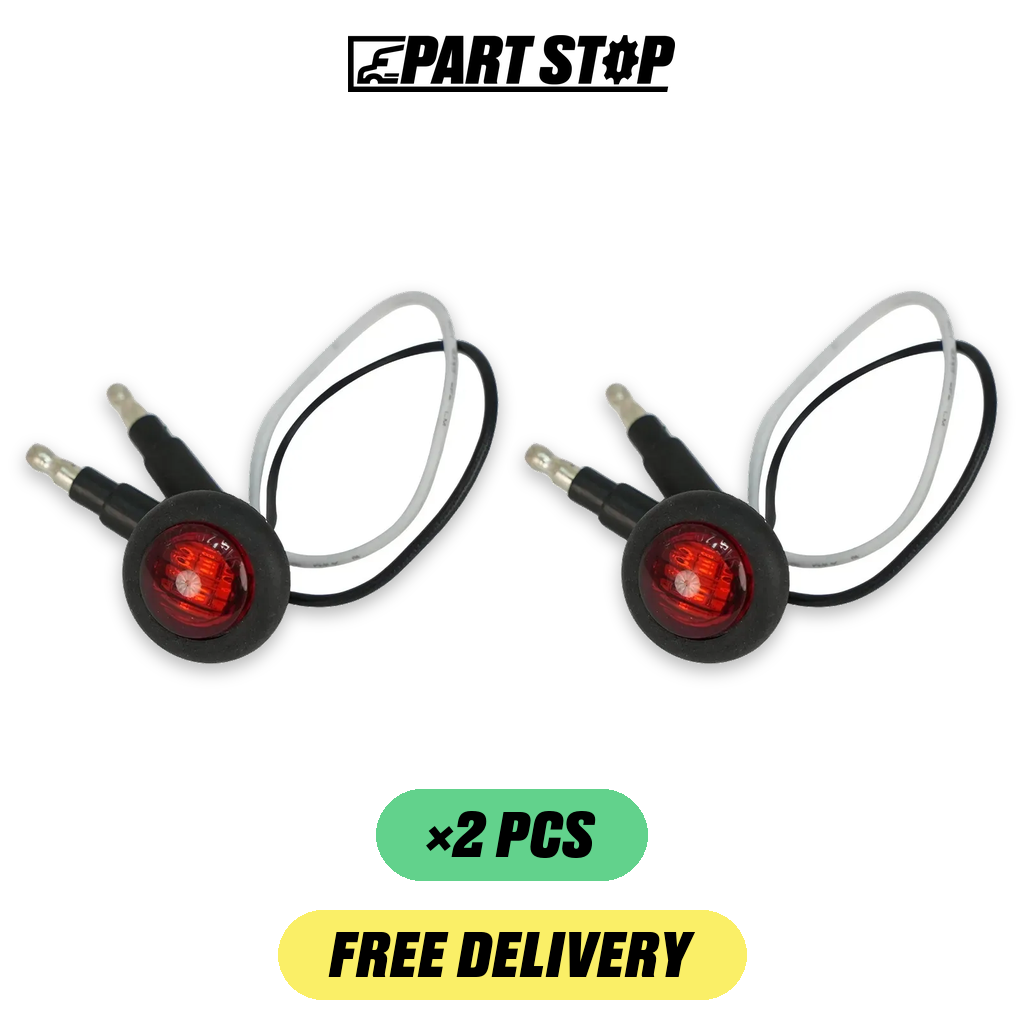 3/4" Small Round LED Side Marker Lights Red Truck Trailer Cl — 2-Pack — pack photo 2