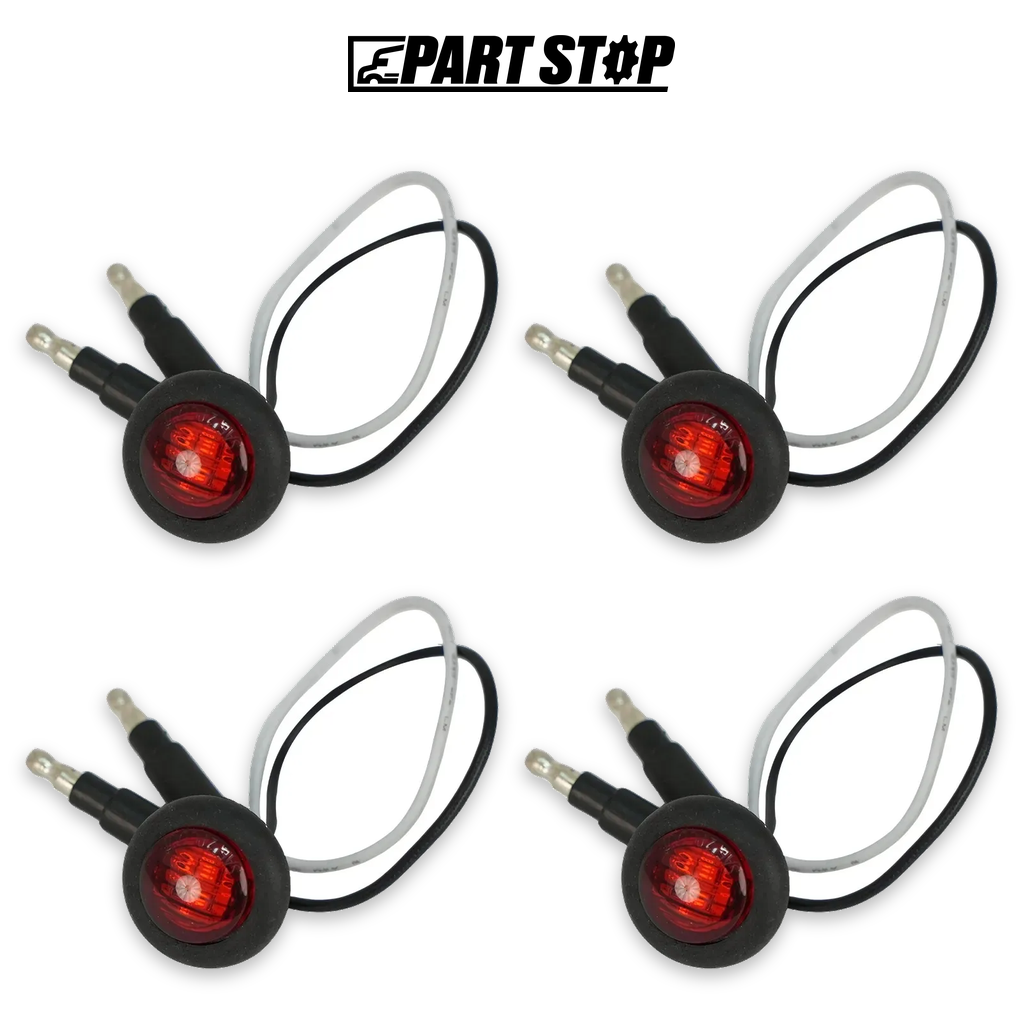 3/4" Small Round LED Side Marker Lights Red Truck Trailer Cl — 4-Pack