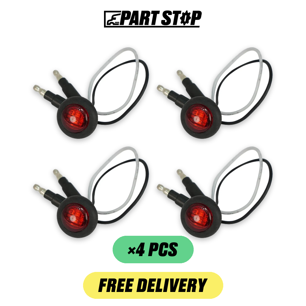 3/4" Small Round LED Side Marker Lights Red Truck Trailer Cl — 4-Pack — pack photo 2