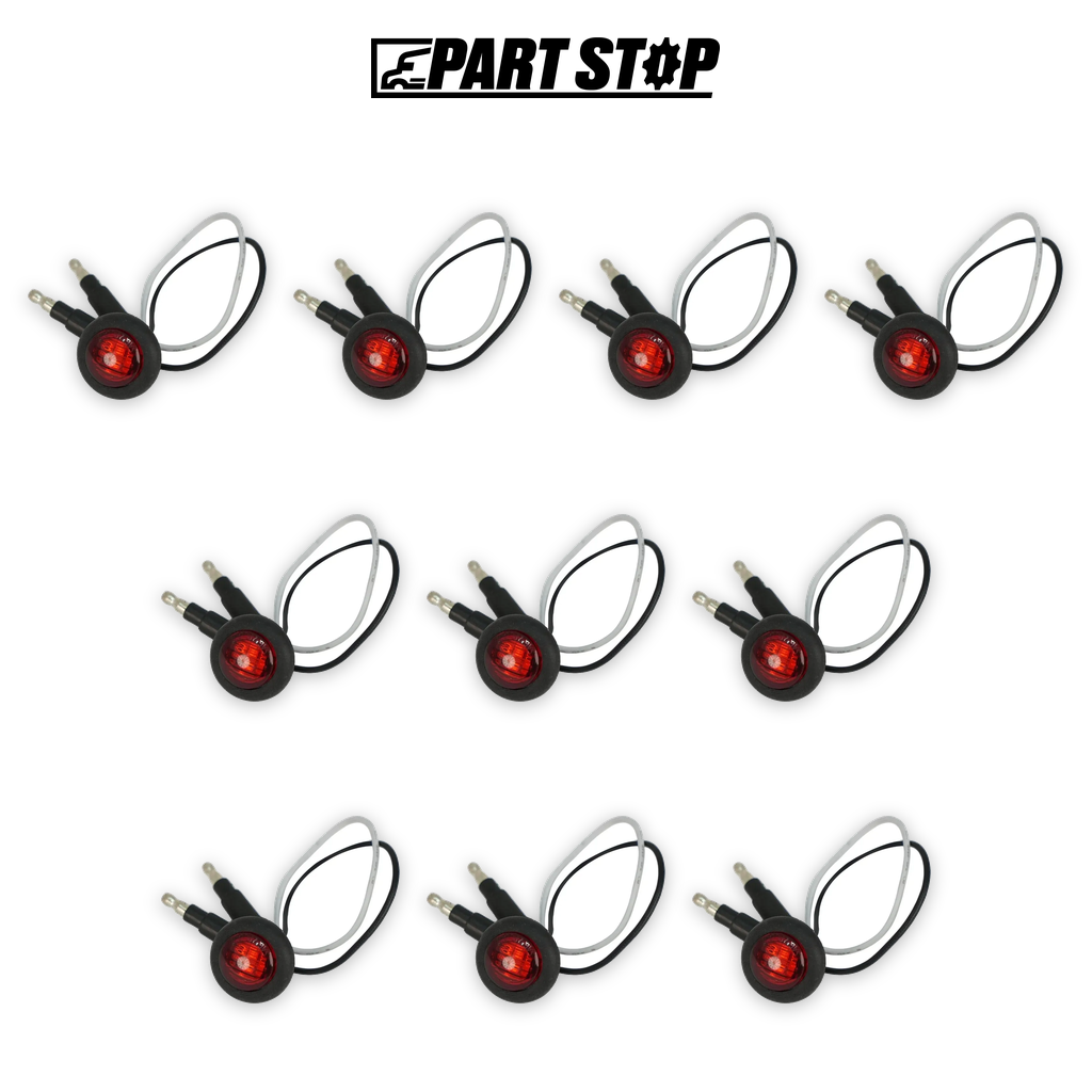 3/4" Small Round LED Side Marker Lights Red Truck Trailer Cl — 10-Pack